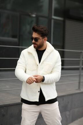 Peluş Ceket Unisex Fit Kalıp Cepli - Düğmeli Gömlek - Polar Hırka Image 0