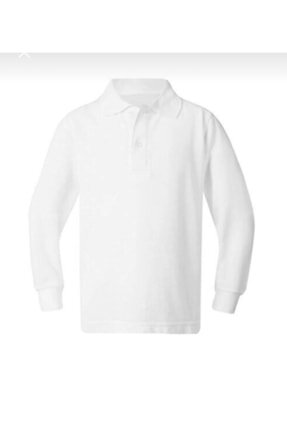 Polo Yaka Uzun Kollu Beyaz T-shirt Image 0