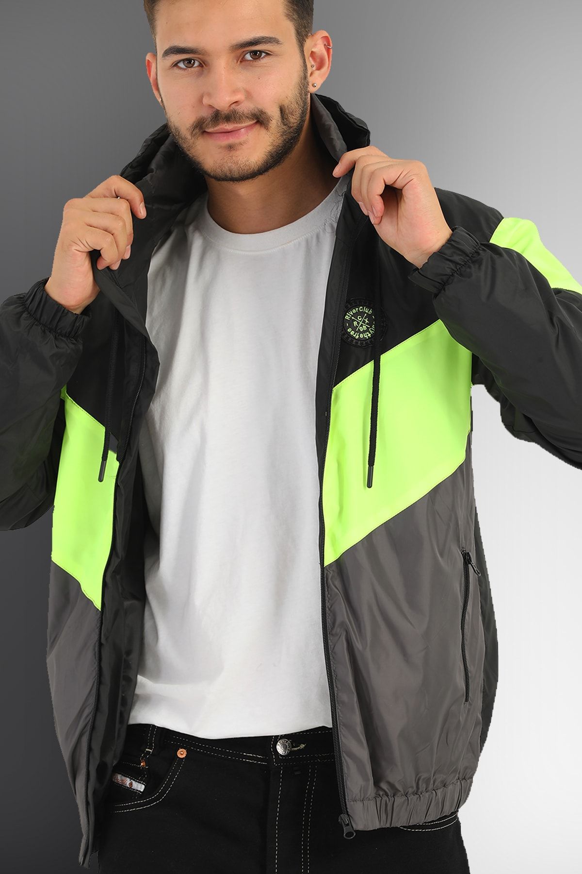 Black and lime green windbreaker hotsell