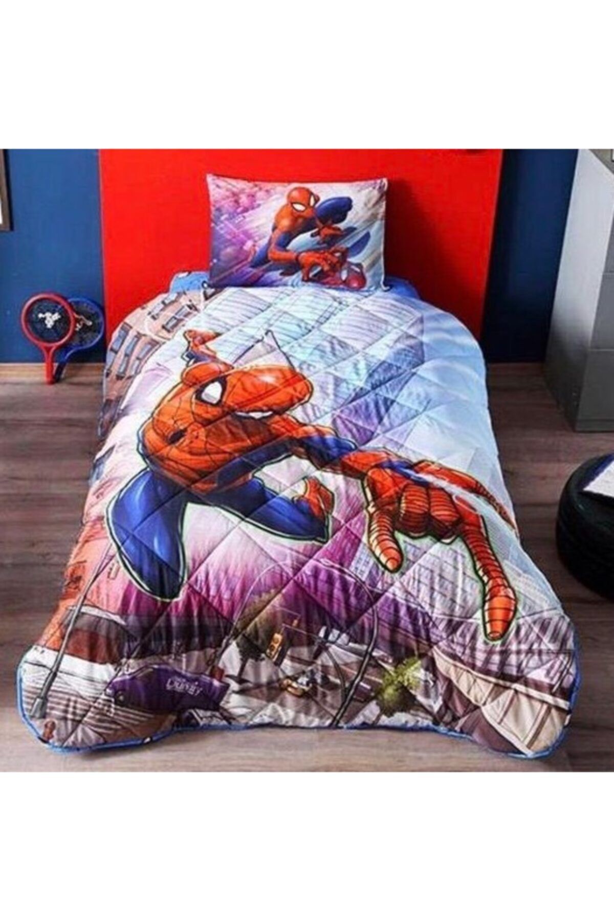Taç Spıderman Yorgan Seti, Lisanslı Orjınal, Dolu Yastık Hediyeli
