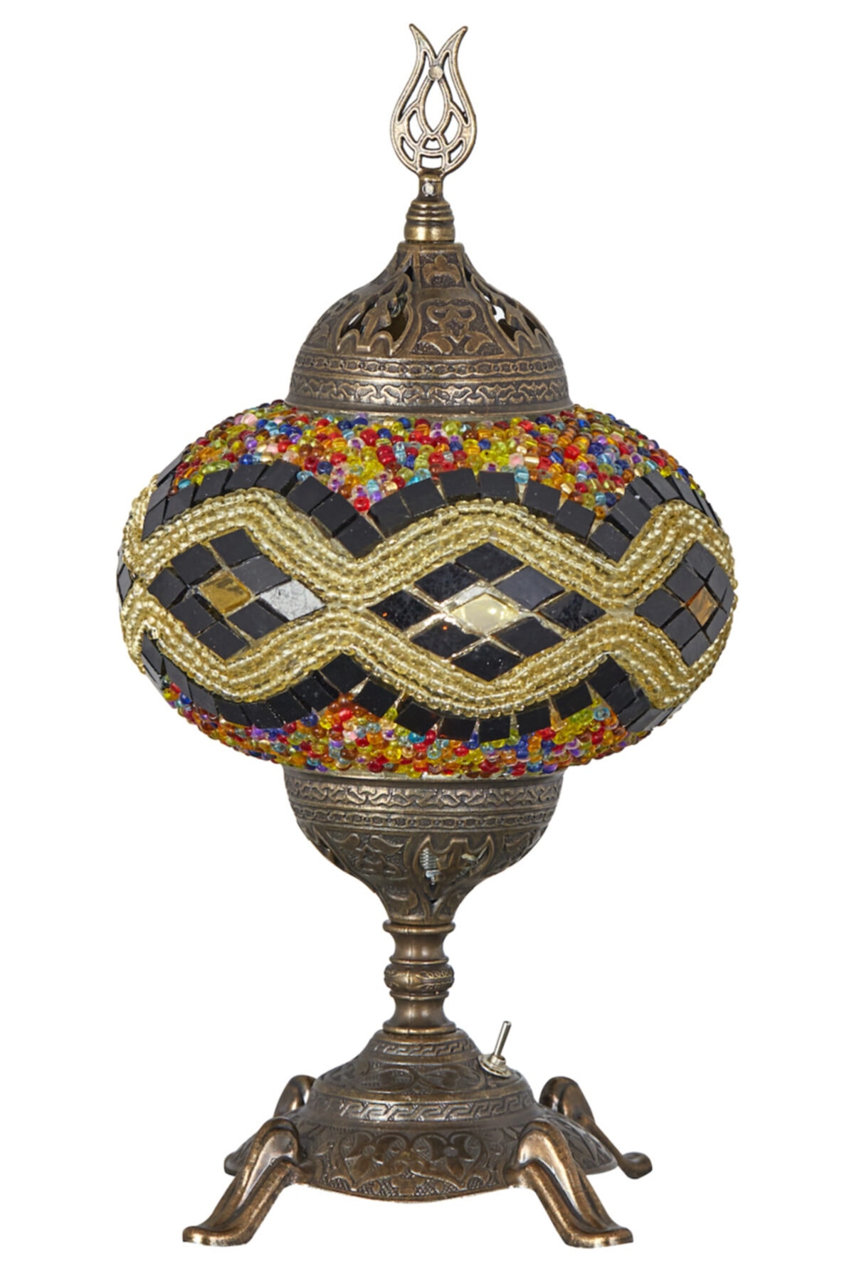 Demmex Pilli Mozaik Masaüstü Komodin Otantik  Otel Aydınlatma Lamba