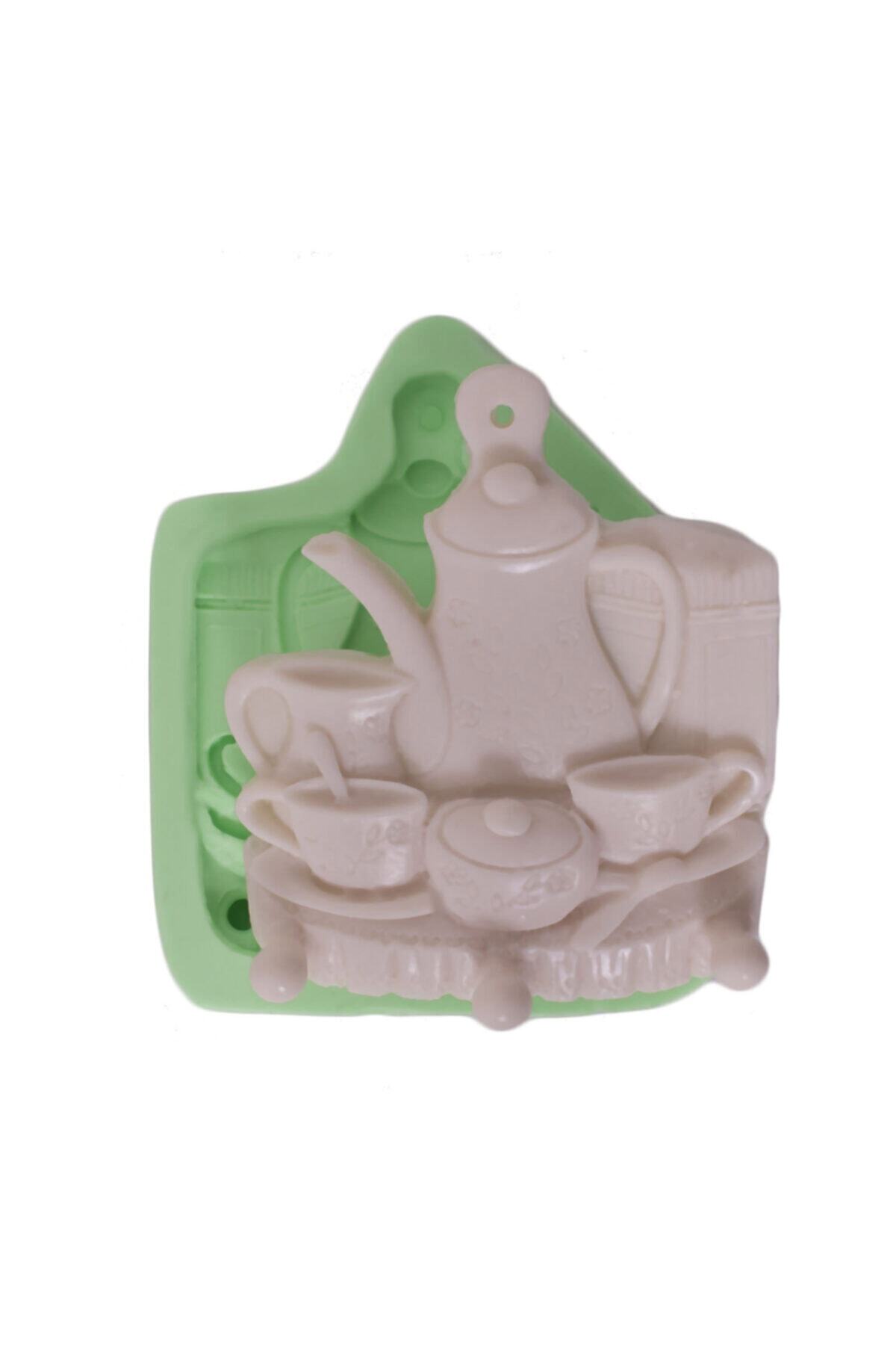 Kurdelya Bardaklı Çaydanlıklı Mutfak Askısı Silikon Kalıbı