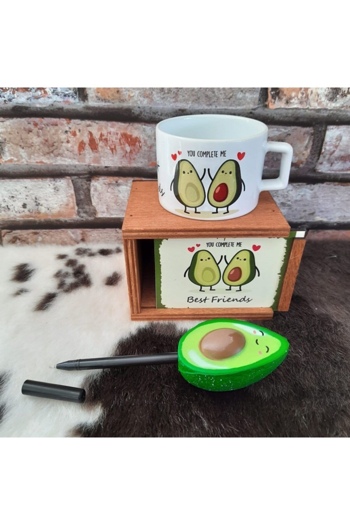 NETAVANTAJ Best Friends Arkadaşa Hediye Avokado Kupa Ve Squishy Kalem Seti
