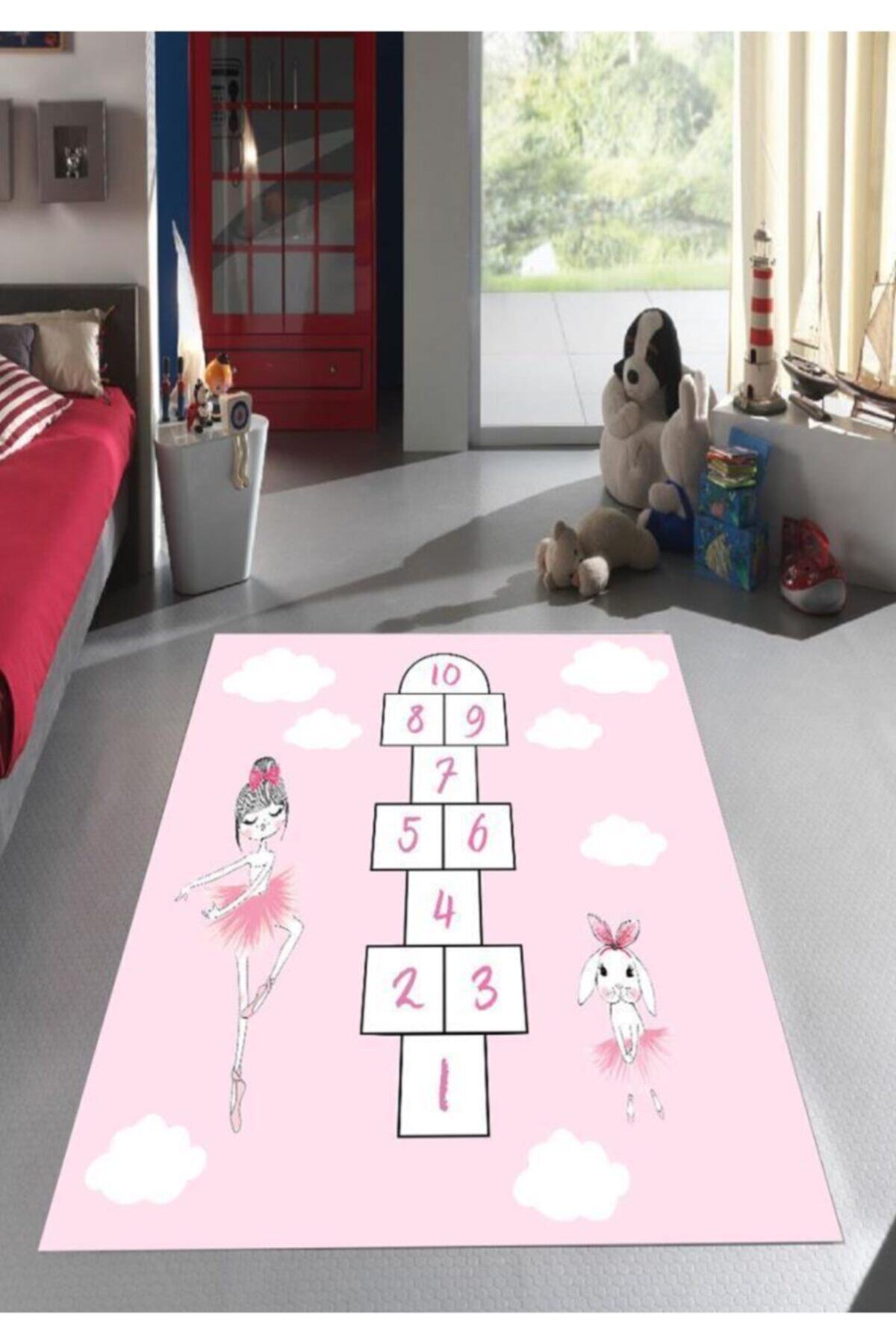 Belemir Tavşanlı Seksek Yıkanabilir Dekoratif Halı Çocuk Odası 80x140 B280