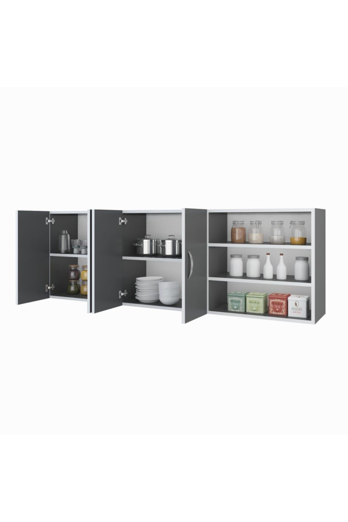 Kenzlife hazır mutfak natale gri 060*150*32 mutfak banyo dolabı kapaklı raflı