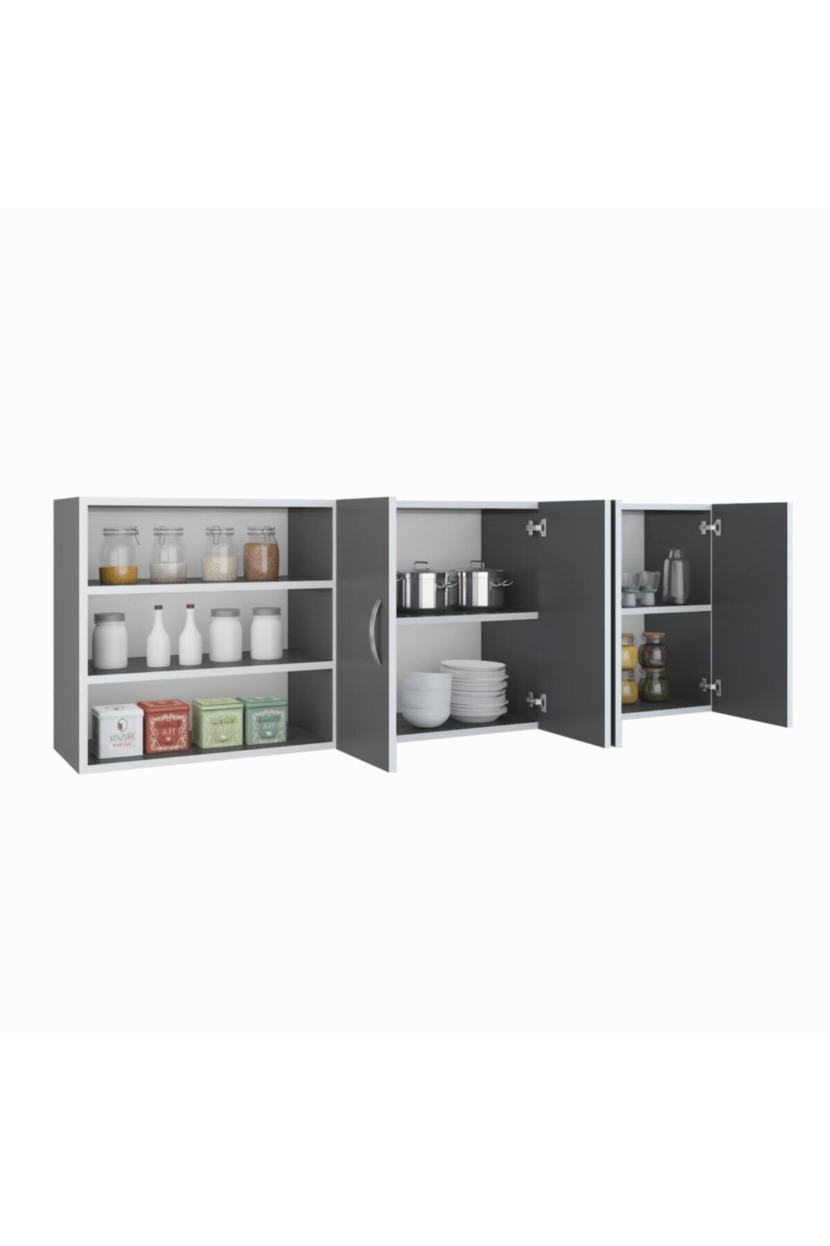Kenzlife hazır mutfak larren gri 060*150*32 mutfak banyo dolabı kapaklı raflı