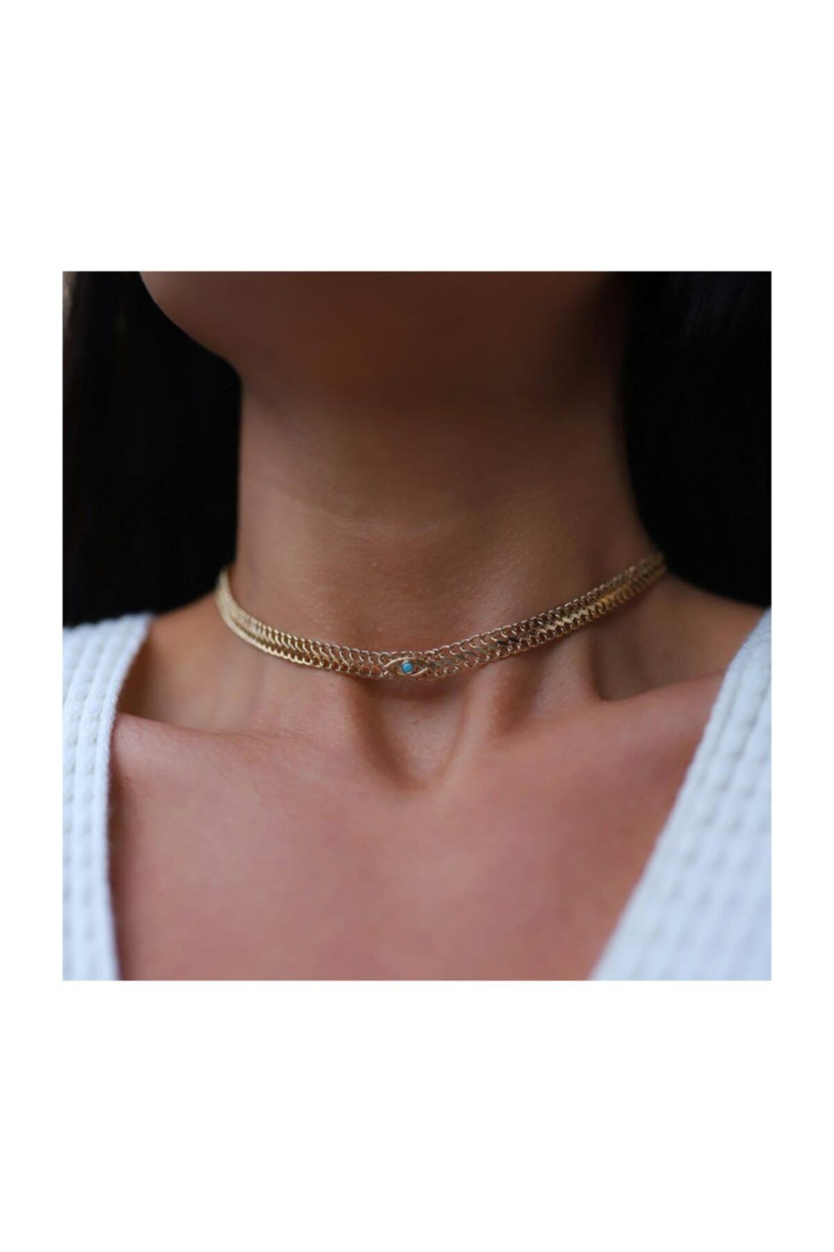 ByGoldenHouse Kirpik Göz Choker Kolye