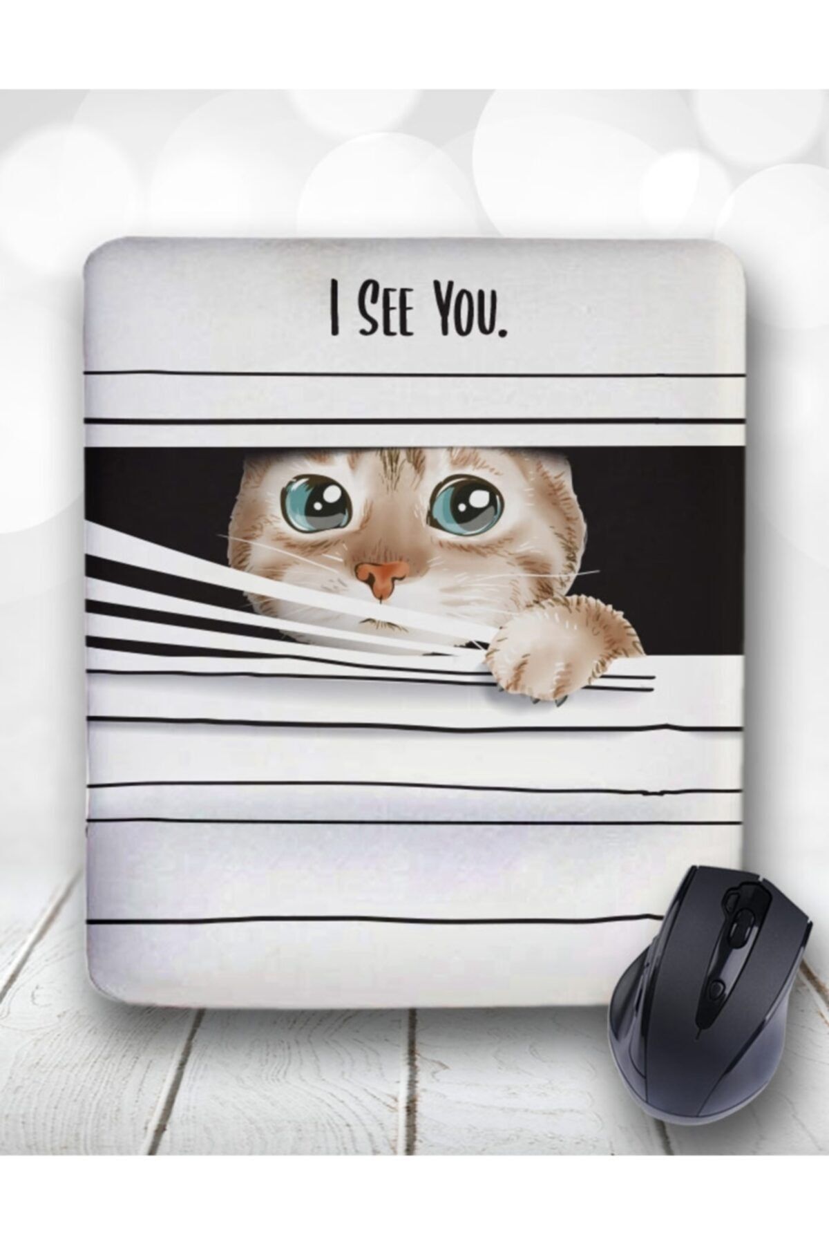 Atölye Çizgi I See You Kedi Bilek Destekli Mouse Pad