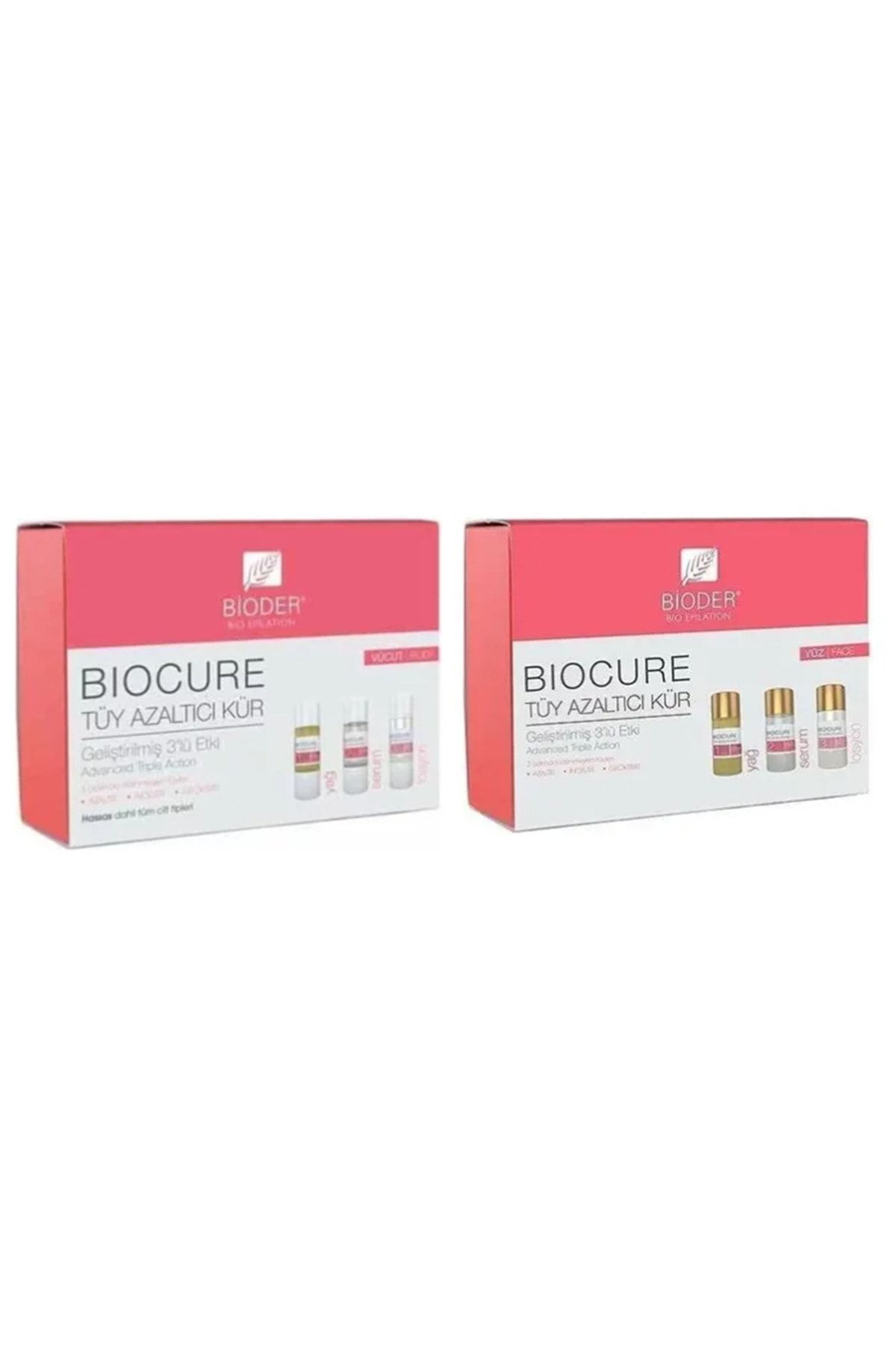 Bioder Tüy Azaltıcı Kür Hassas Ciltler Için 3x10 Ml +tüy Azaltıcı Kür Yüz Için 3 X 5 Ml