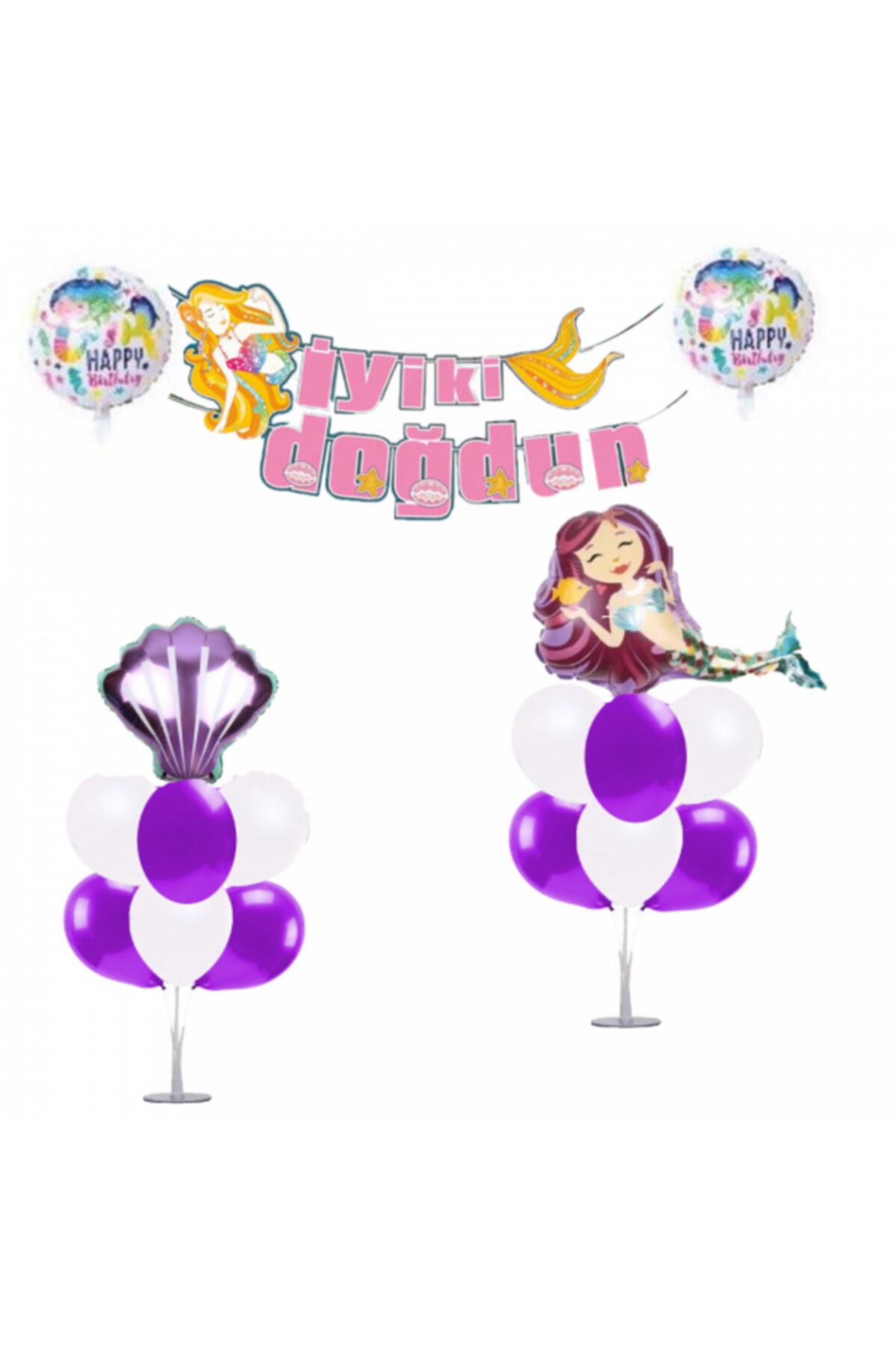 kidspartim Deniz Kızı Standlı Balon Seti