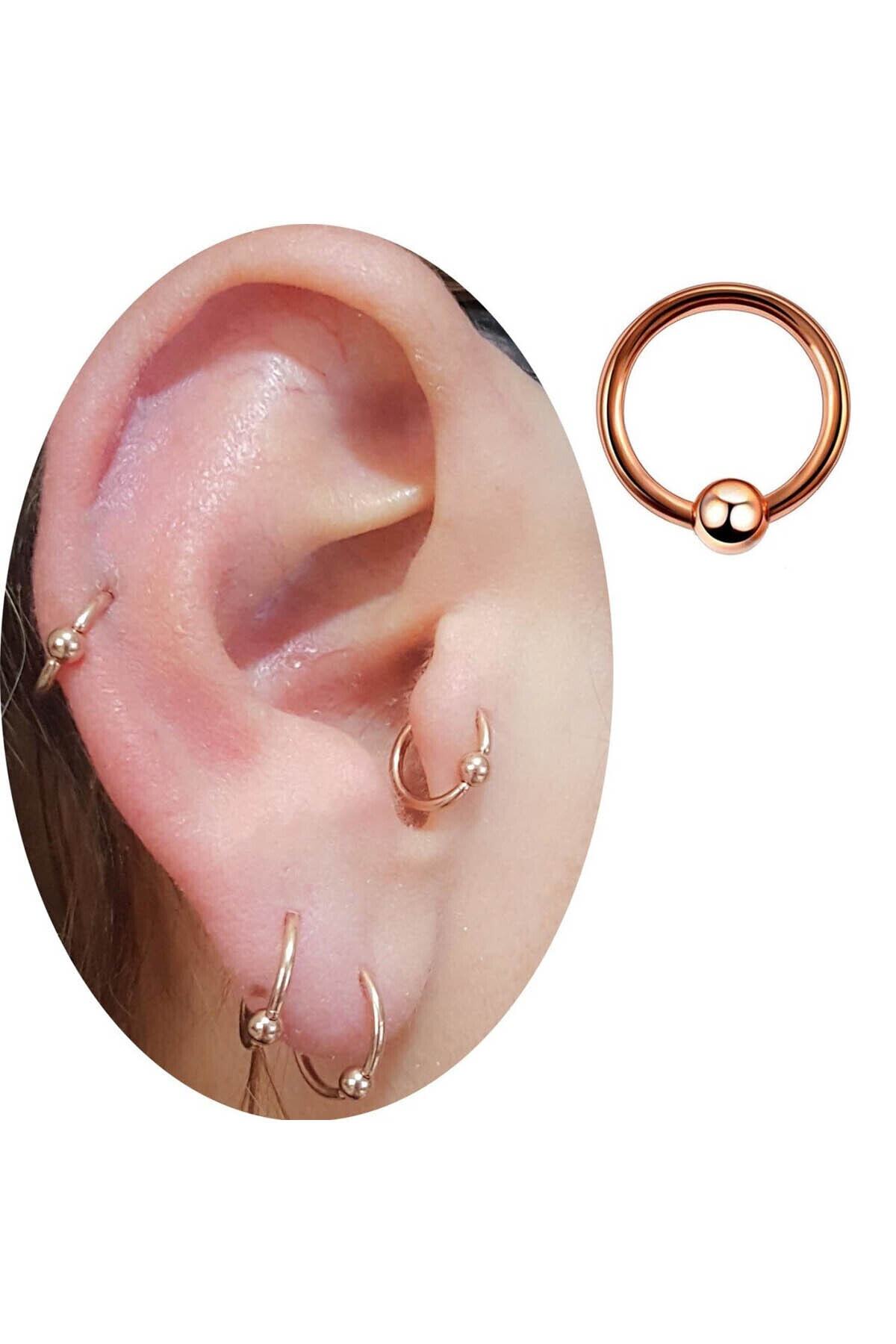 Cadının Dükkanı Cerrahi Çelik Rose Rengi Kulak-dudak-burun Piercing (iç Çap 6 Mm)
