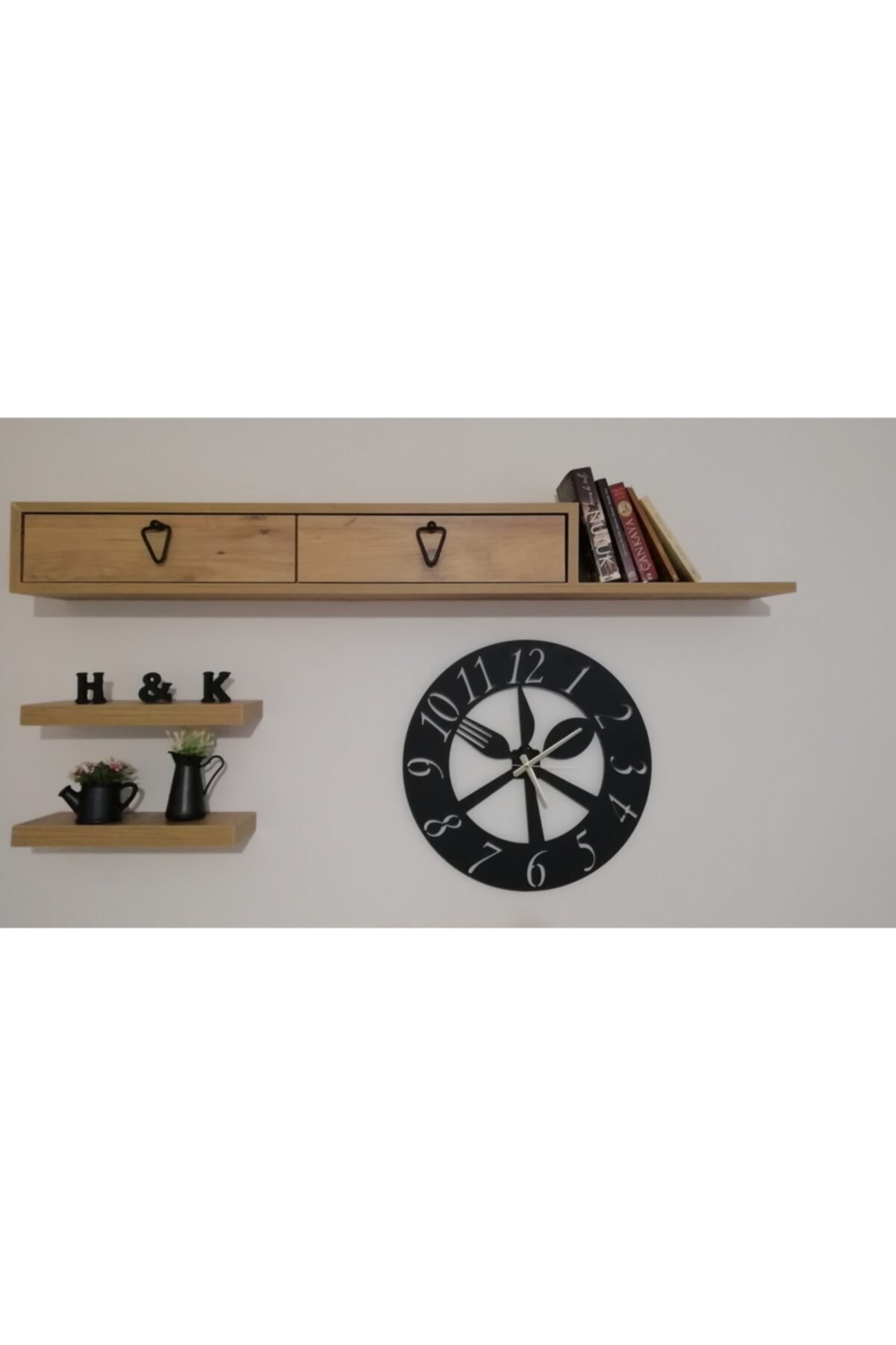 hk Dekoratif Lazer Kesim Metal Duvar Saati Retro Mutfak