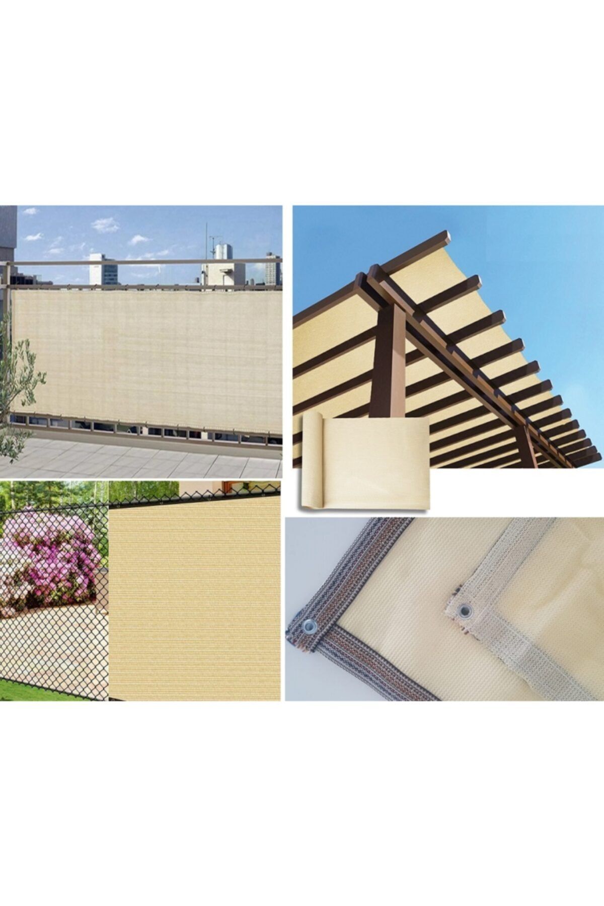 Asenya Gölgelik File 1x14 M %95 Krem Balkon Demiri Korkuluk Örtüsü Çit Örtüsü Çit Filesi Gölgeleme Filesi