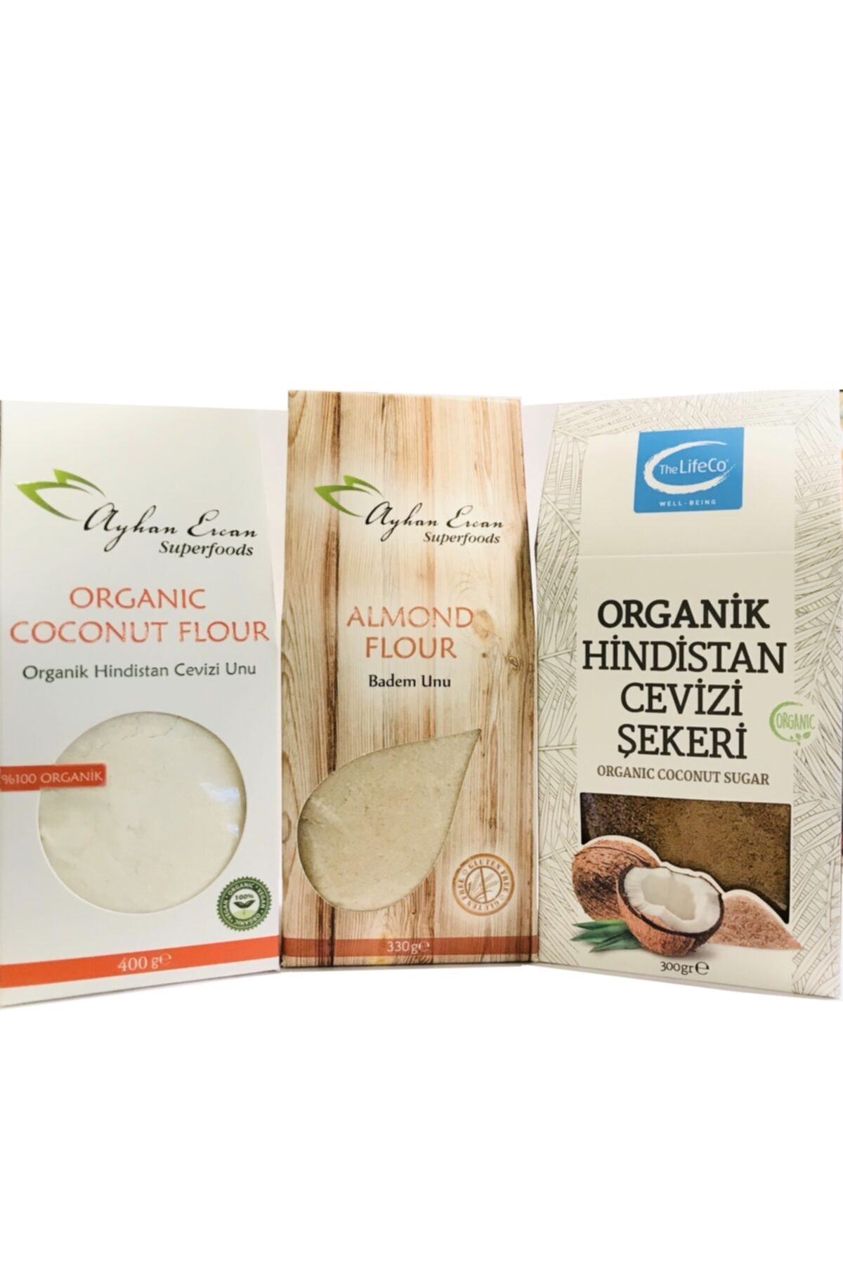 YÖREM ORGANİK Badem Unu 330 Gr + Hindistan Cevizi Unu 400 Gr+Hindistan Cevizi Şekeri 300 Gr The Lifeco