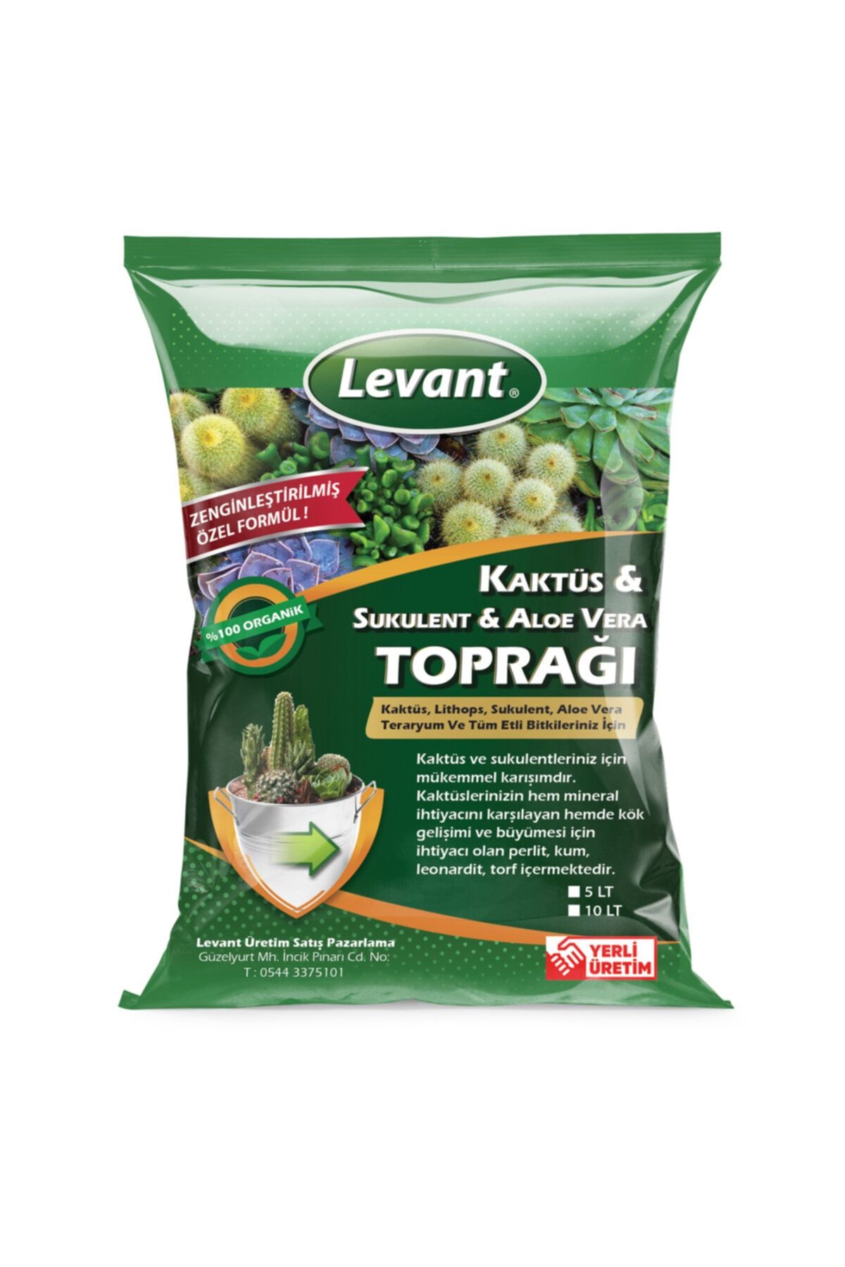 LEVANT Özel Karışım Yüksek Kalite Kaktüs Ve Sukulent Toprağı 5 Lt