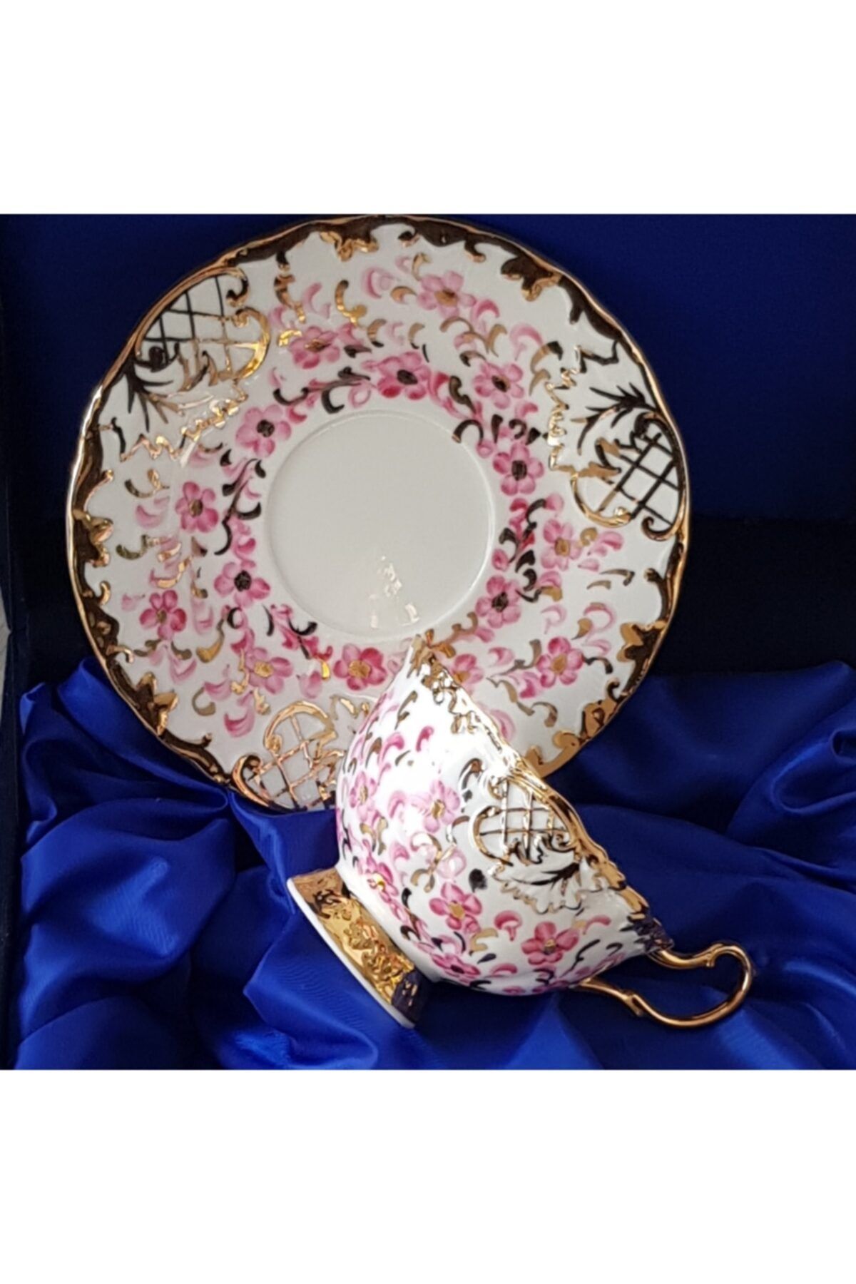 BY.RAYKA PORSELEN El Dekor Elizabet Flora El Boyama Çay Fincani