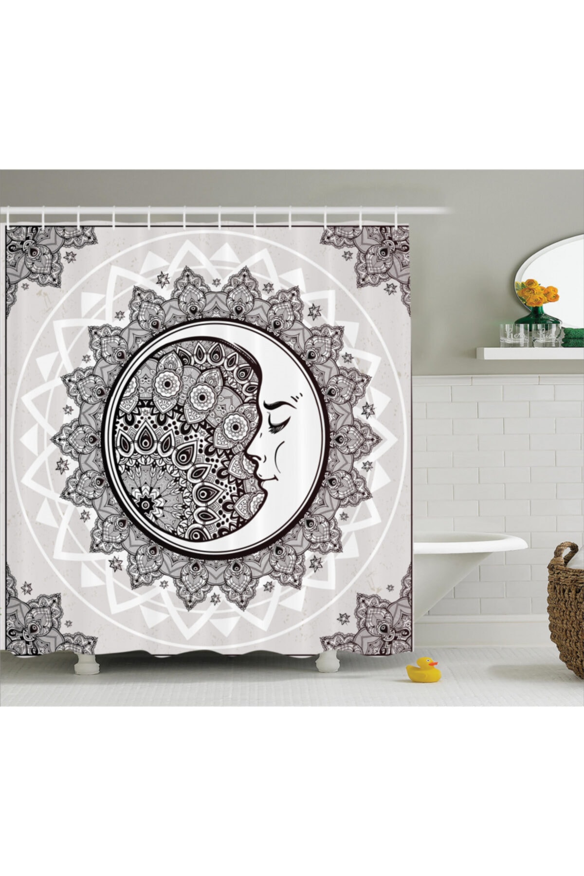 Orange Venue Sanatsal Duş Perdesi Hilal Desenli