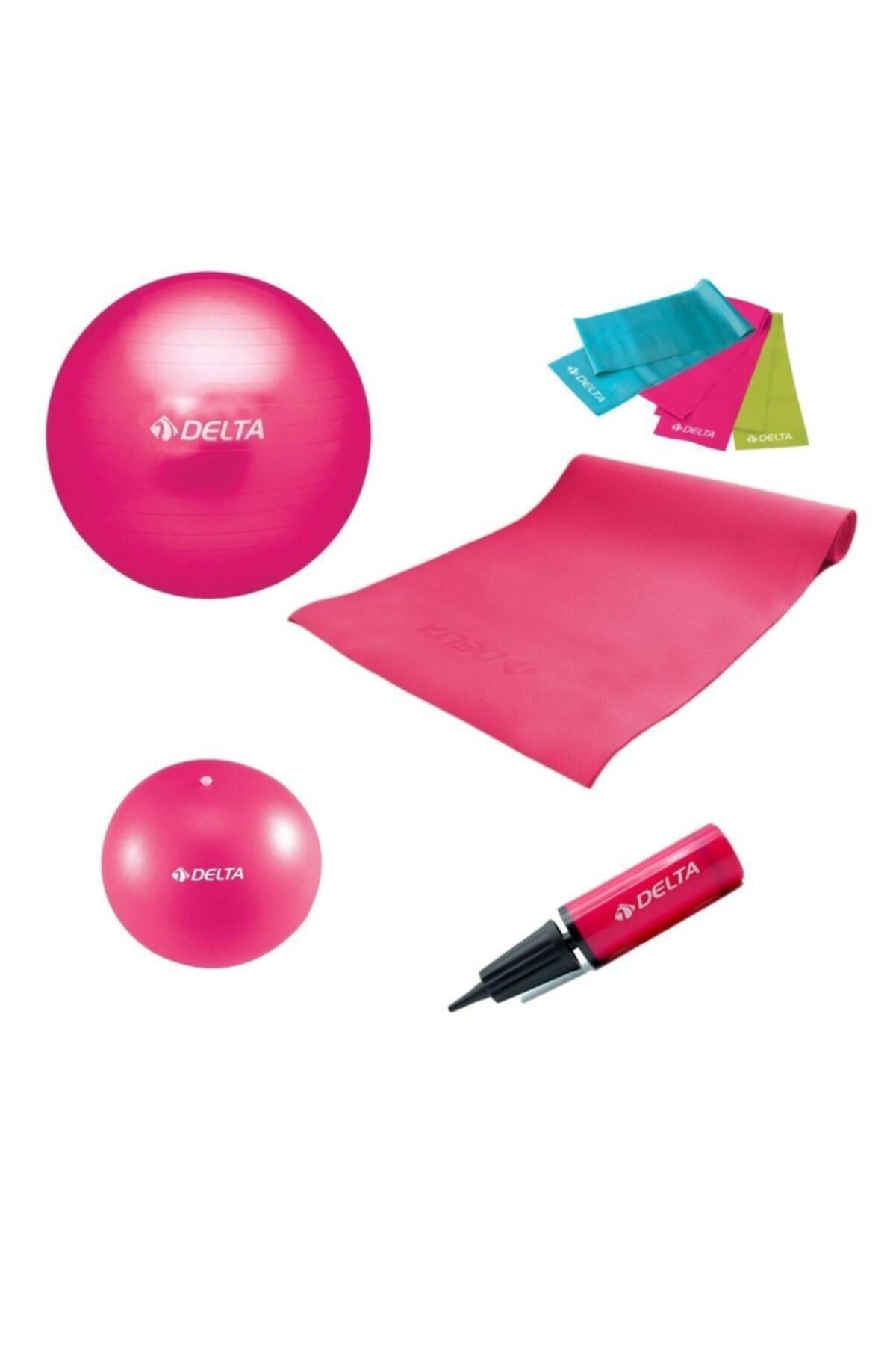 Delta 55-25 Cm Pilates Topu 120x15 Cm 3'lü Bant 4 Mm Minder Pompa