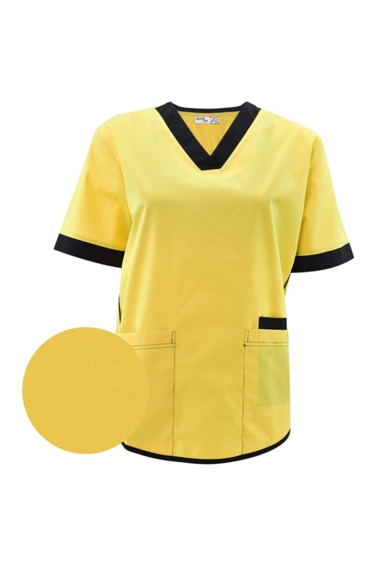 yıldız üniforma Unisex Sarı Desenli Hemşire Forma