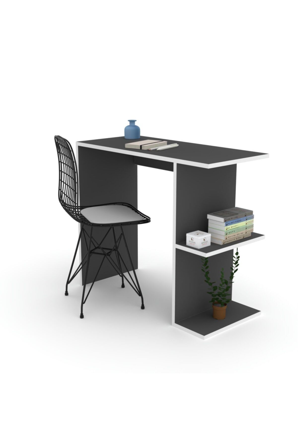 Kenzlife ofis masa sandalye takımı moriko 075*090*40 gri bilgisayar çalışma büro + 1 sandalye
