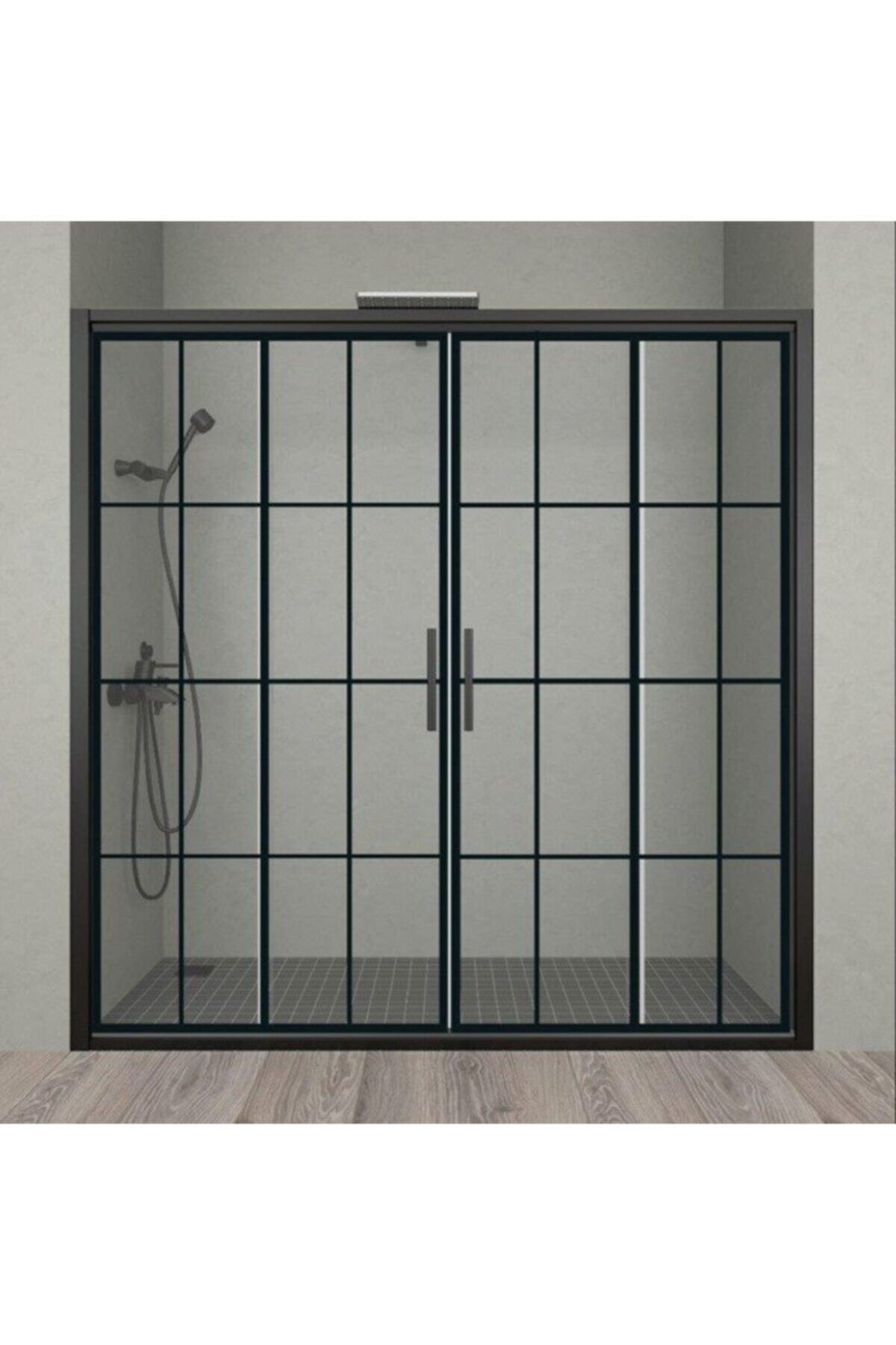 Duşakabincim 176 Cm Sürgülü Çift Kapılı Siyah Kabin