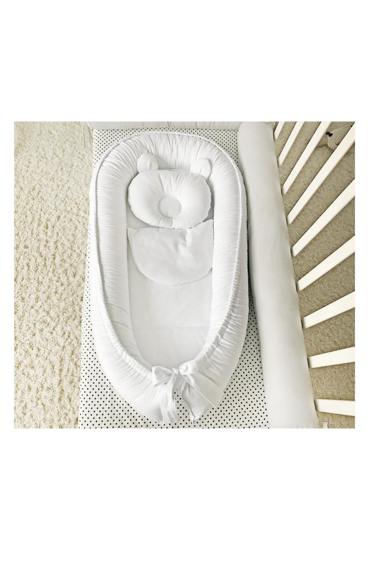 Nest Beyaz Tasarım Lüx Ortopedik Bebek Yatağı Jaju-babynest