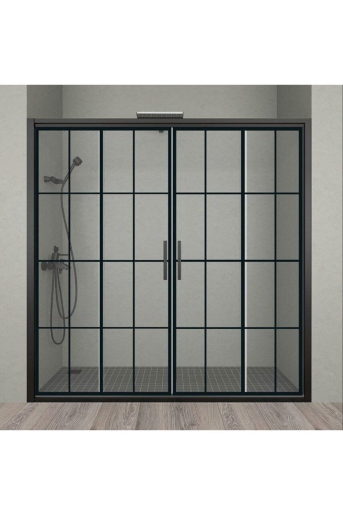 Duşakabincim 191 Cm Sürgülü Çift Kapılı Siyah Kabin