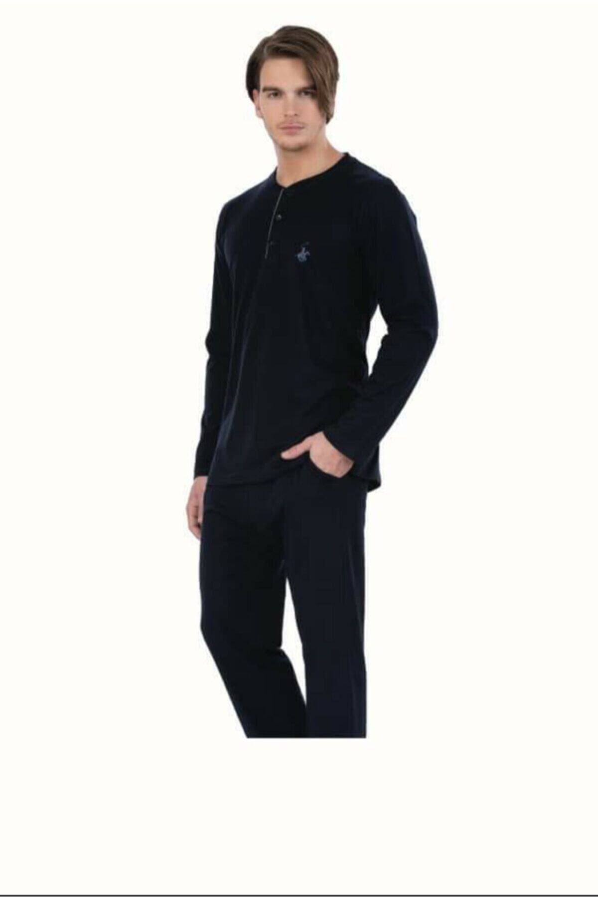 Yorkshire Polo Club Erkek Lacivert Bisiklet Yaka 2'li Pijama Takımı