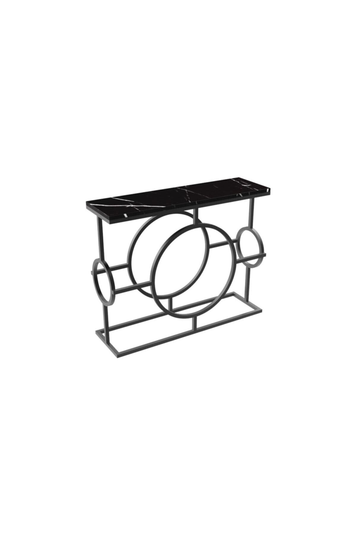 MAKSA Fulvia 100cm Alexandrette Black Mermer Metal Üzeri Mat Siyah Statik Boyalı Konsol