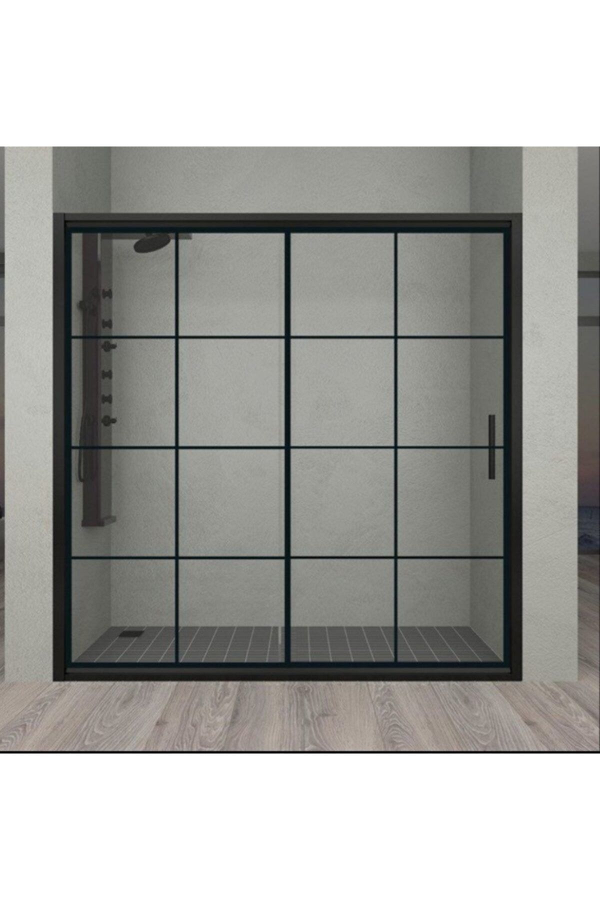 Duşakabincim 142 Cm Sürgülü Tek Kapılı Siyah Kabin