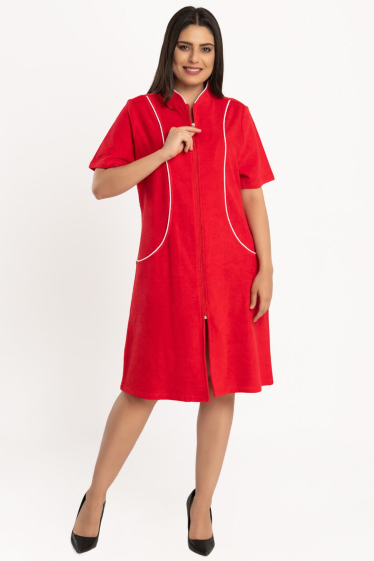 HEPİSİZE TEKSTİL Kısa Kırmızı Havlu Sabahlık