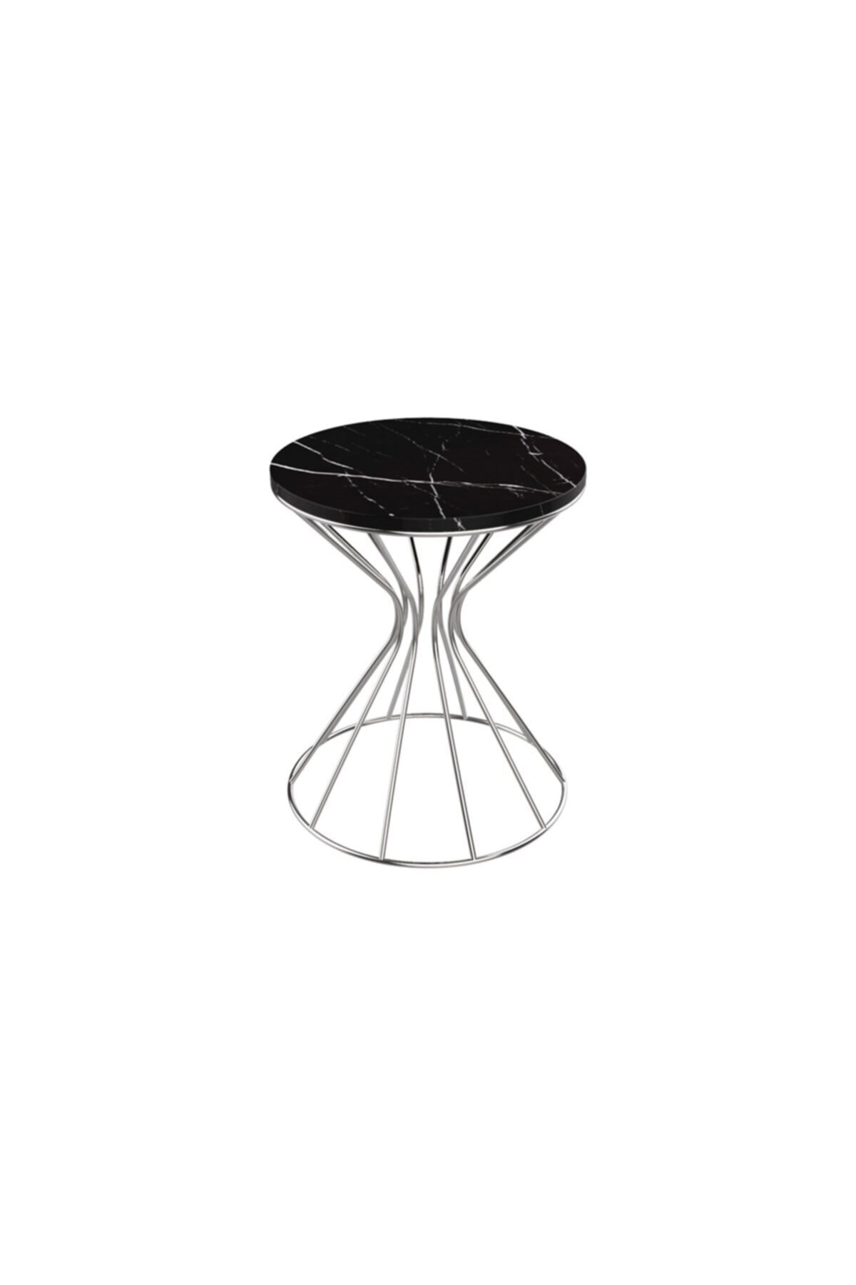 MAKSA Sorella Alexandrette Black Parlak Paslanmaz Yan Sehpa