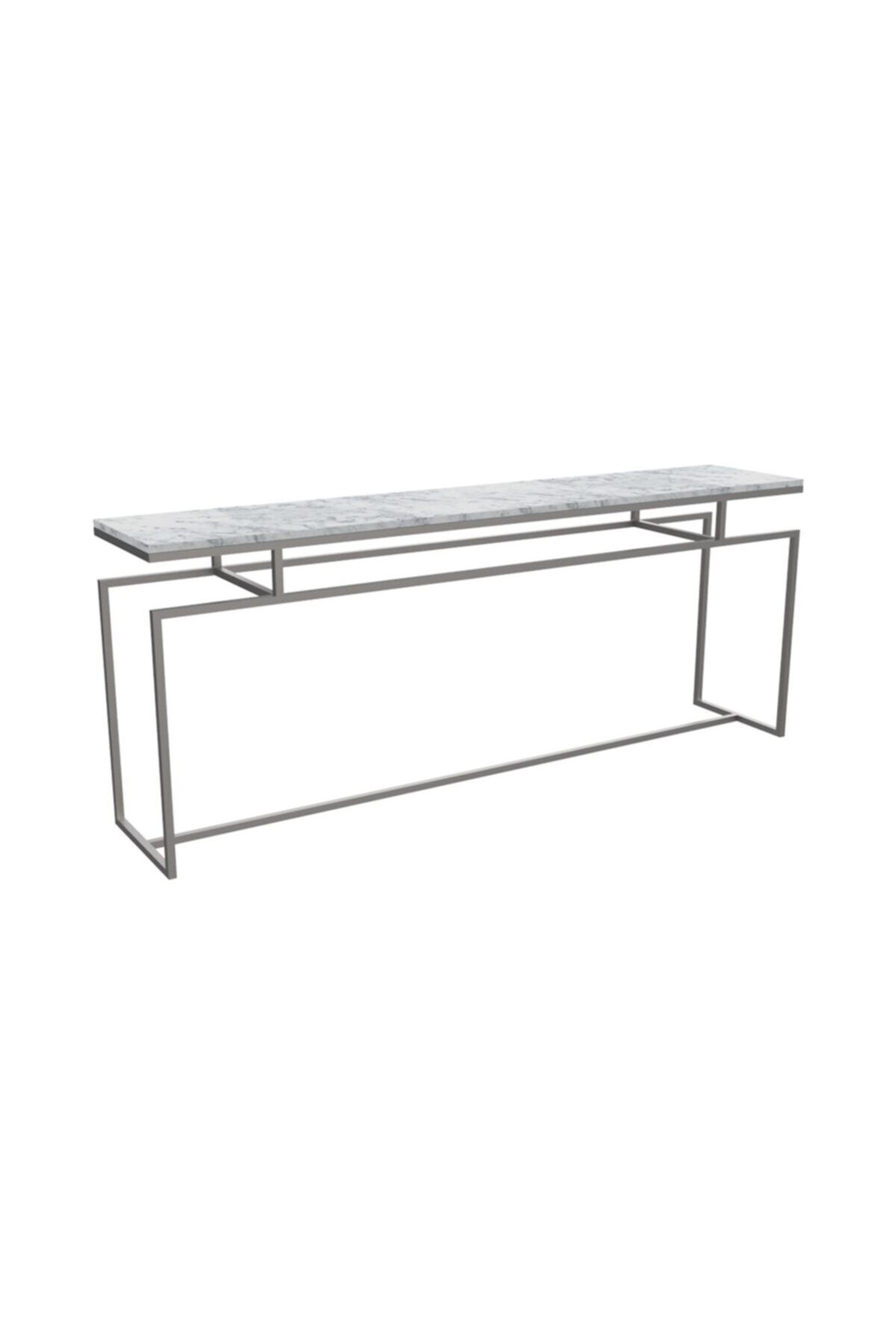 MAKSA Fabrizia 200cm Carrara White Satine Paslanmaz Konsol