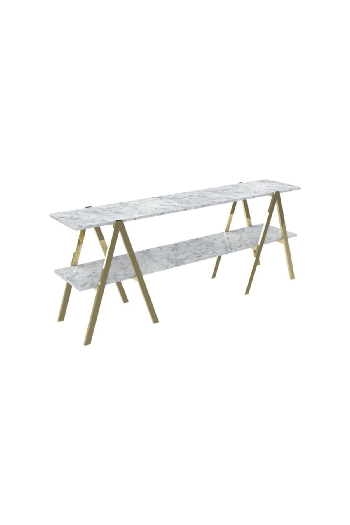 MAKSA Blaca  Carrara White Parlak Pirinç Konsol 200cm