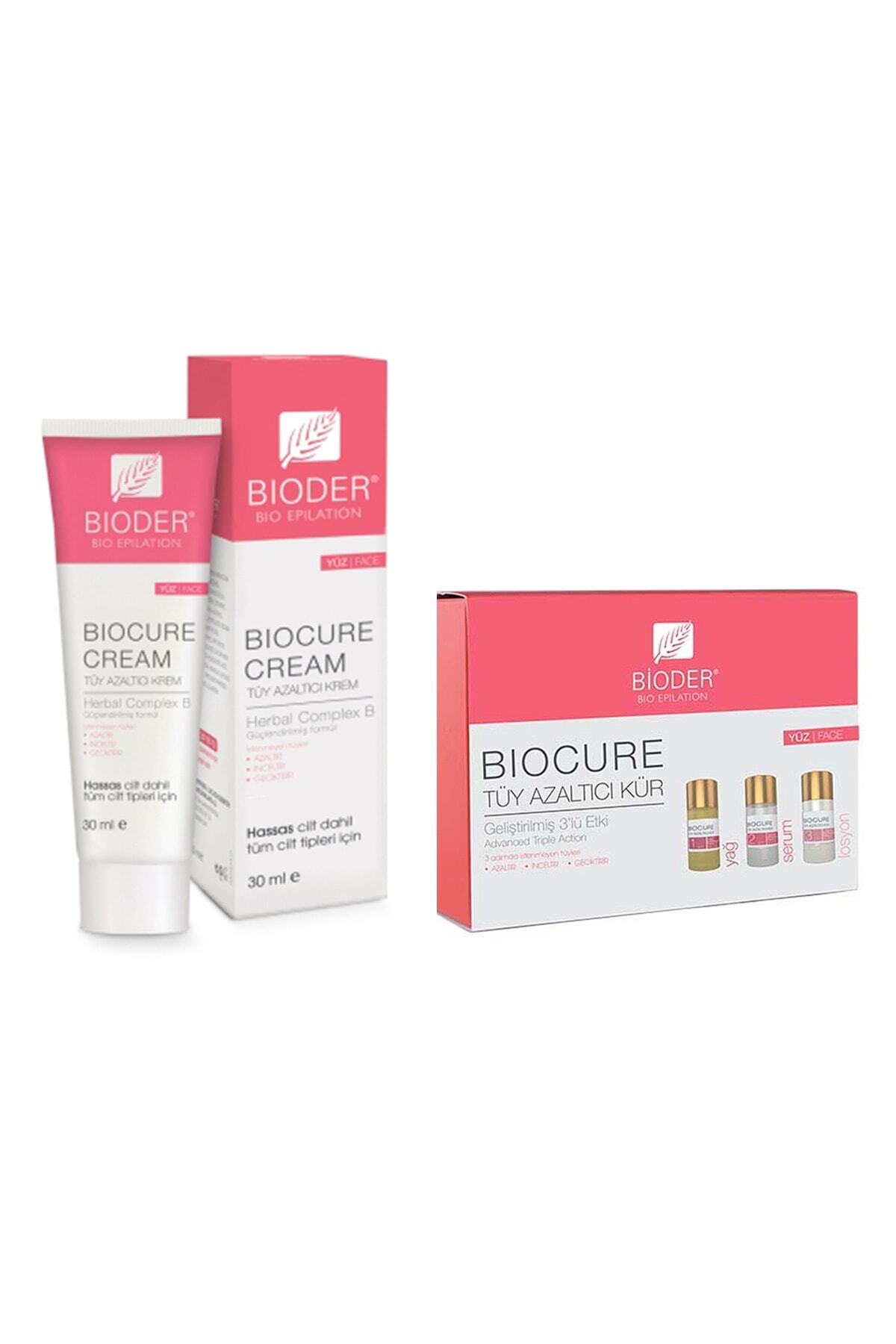 Bioder Tüy Azaltıcı Krem Tüm Ciltler Için 30 Ml +tüy Azaltıcı Kür Yüz Için 3 X 5 Ml