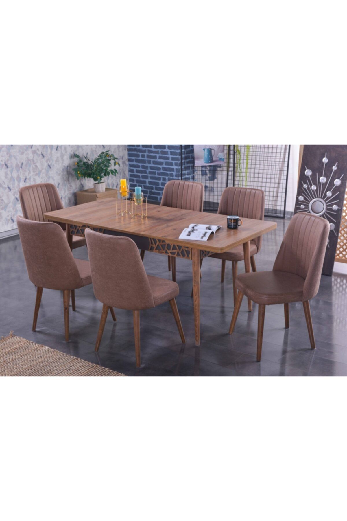 stoker moena premium yemek masa takimi 6 sandalyeli kahve fiyati yorumlari trendyol
