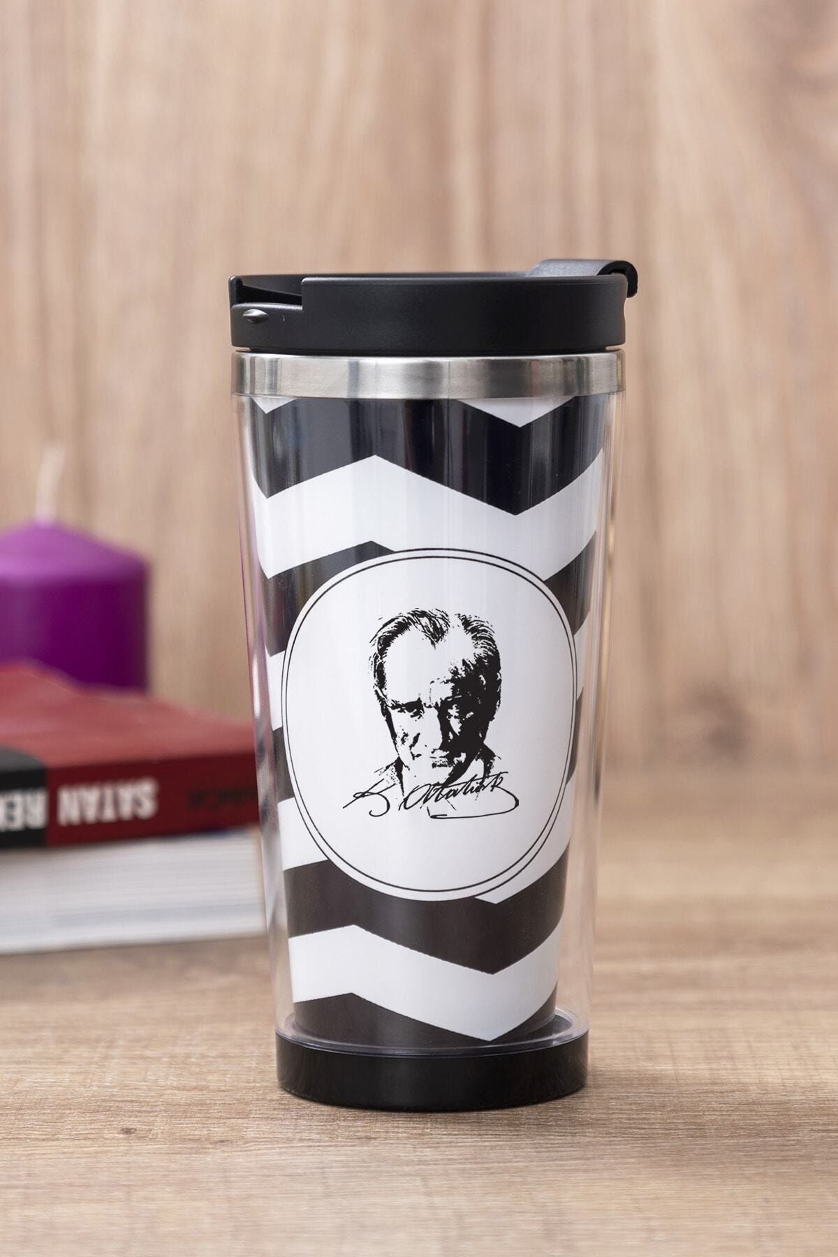 Phi Ajans Atatürk Siluetli Siyah Termos Bardak
