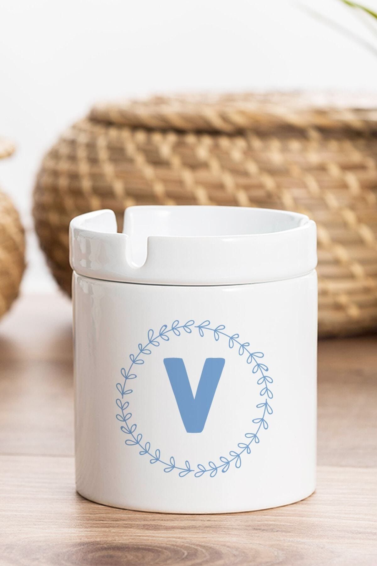 GiftStore V Harfi Mavi Çerçeveli Kül Tablası