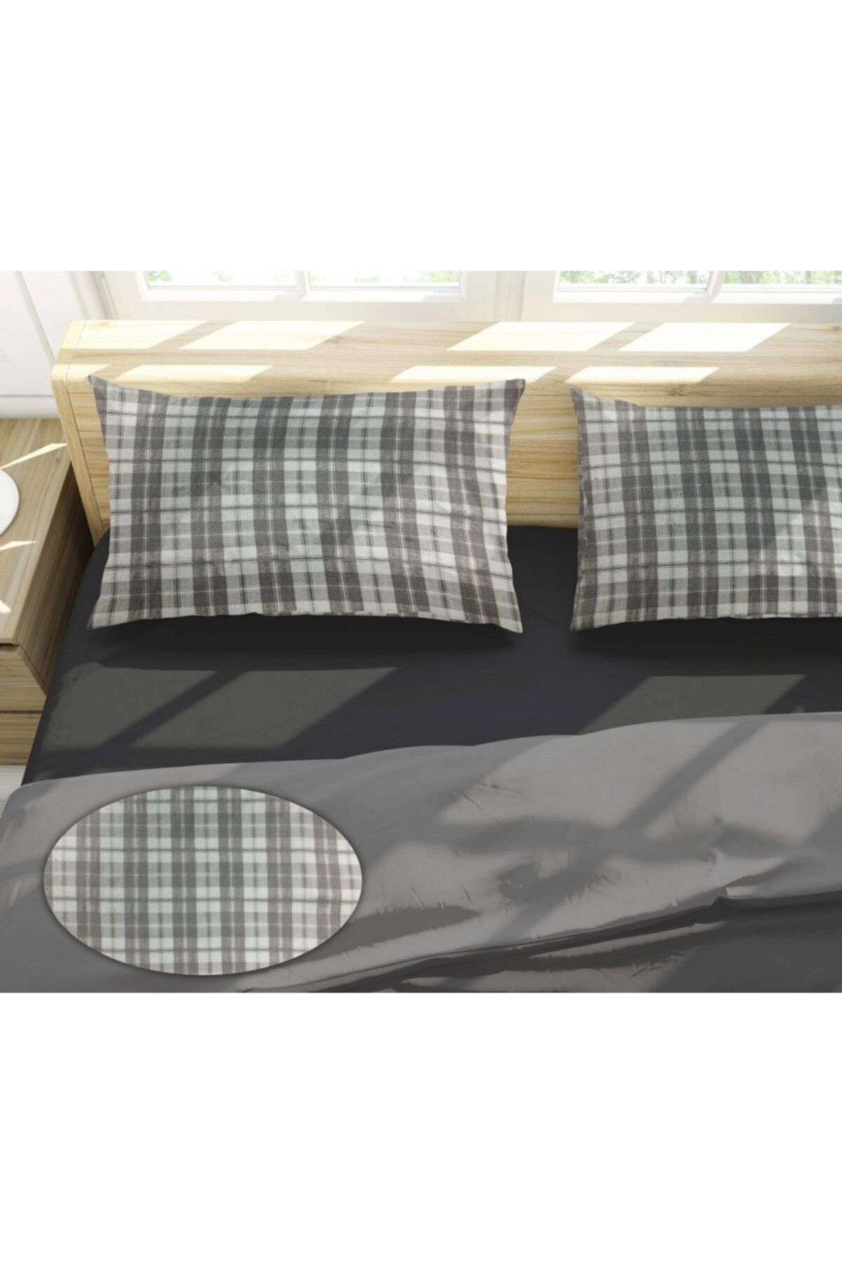 Miabella Home Gri Pötikare 2'li Flanel Yastık Kılıfı