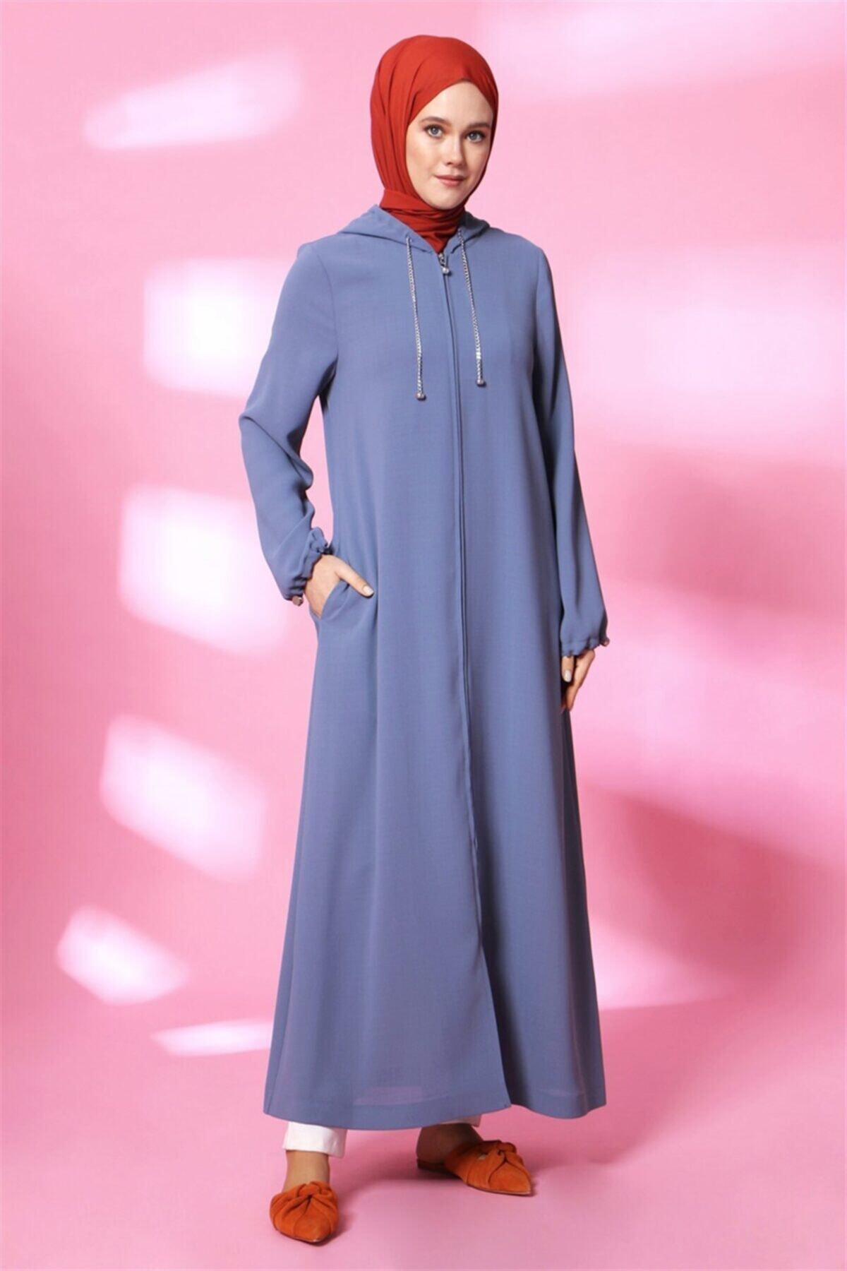 Armine Kadın Gri Mavi Pardesü 20y8204