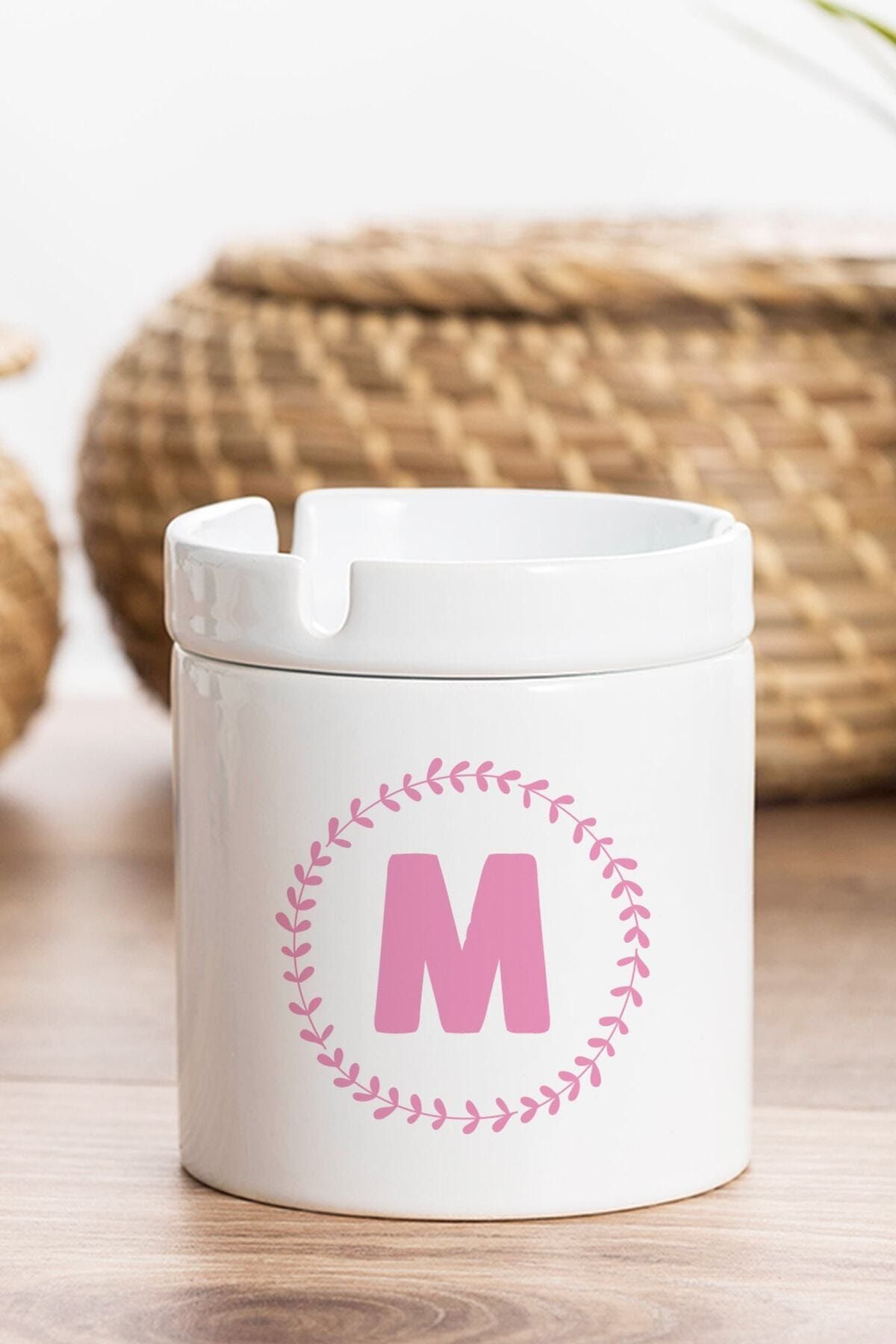 GiftStore M Harfi Pembe Çerçeveli Kül Tablası