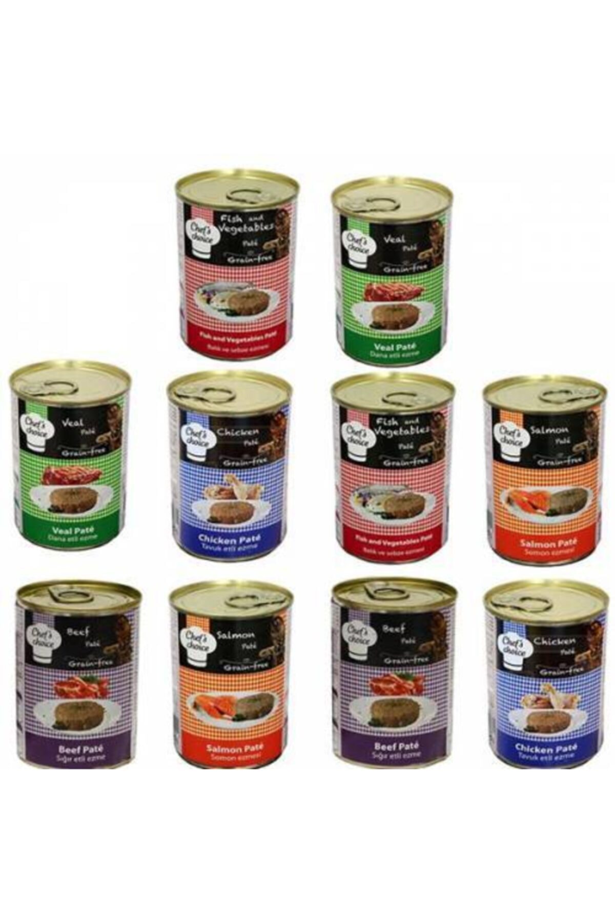 Chefs Choice 5 Çeşit Pate Ezme Tahılsız Karışık Kedi Konservesi 10 X 400