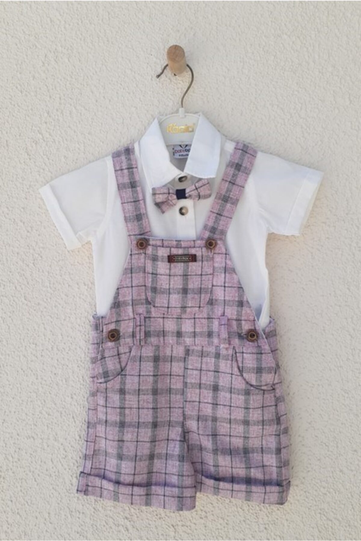 Elçi Papyonlu Gömlekli Erkek Bebek Salopet