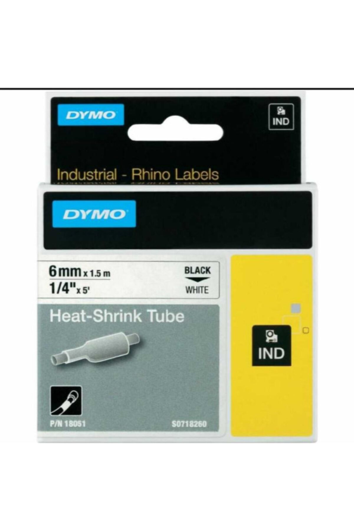 Dymo Rhinopro Isıyla Küçülen Şerit 6mm X 1,5mt Beyaz