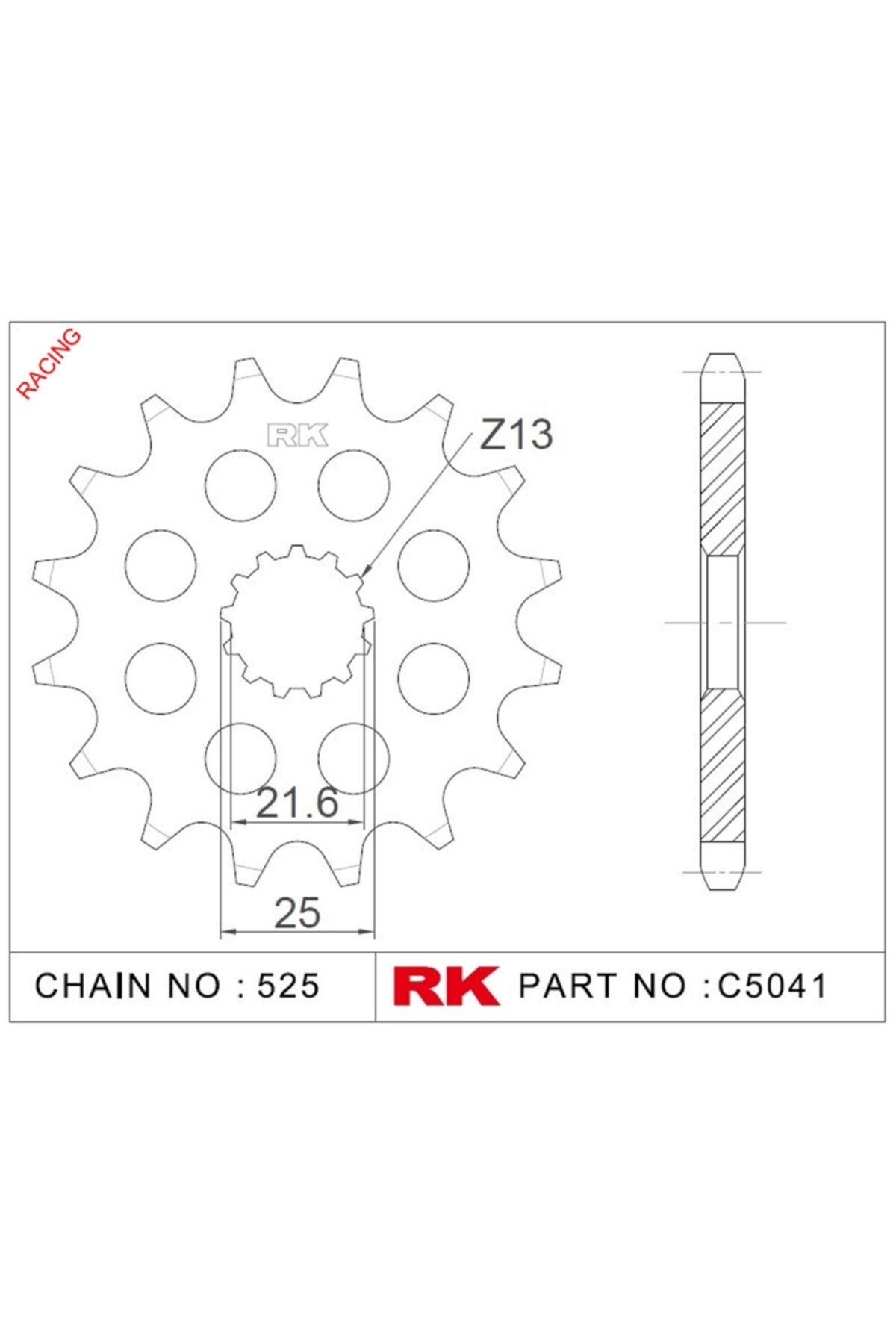 RK Suzuki Dl 650 V-strom Abs Çelik Ön Dişli Racing C5041-17-2q (2014-2016)