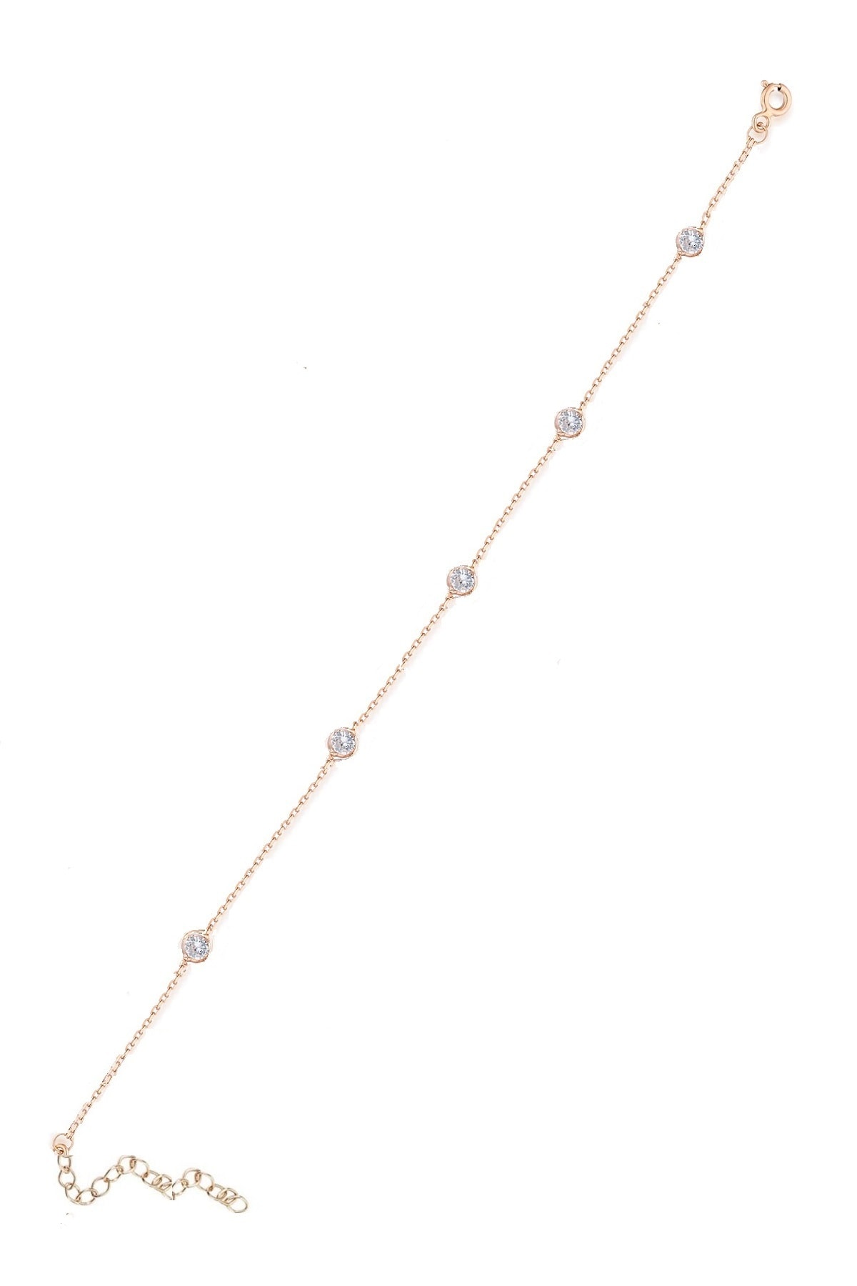 Trend Silver Kadın Rose Zirkon Sıra Zincir Taşlı Halhal