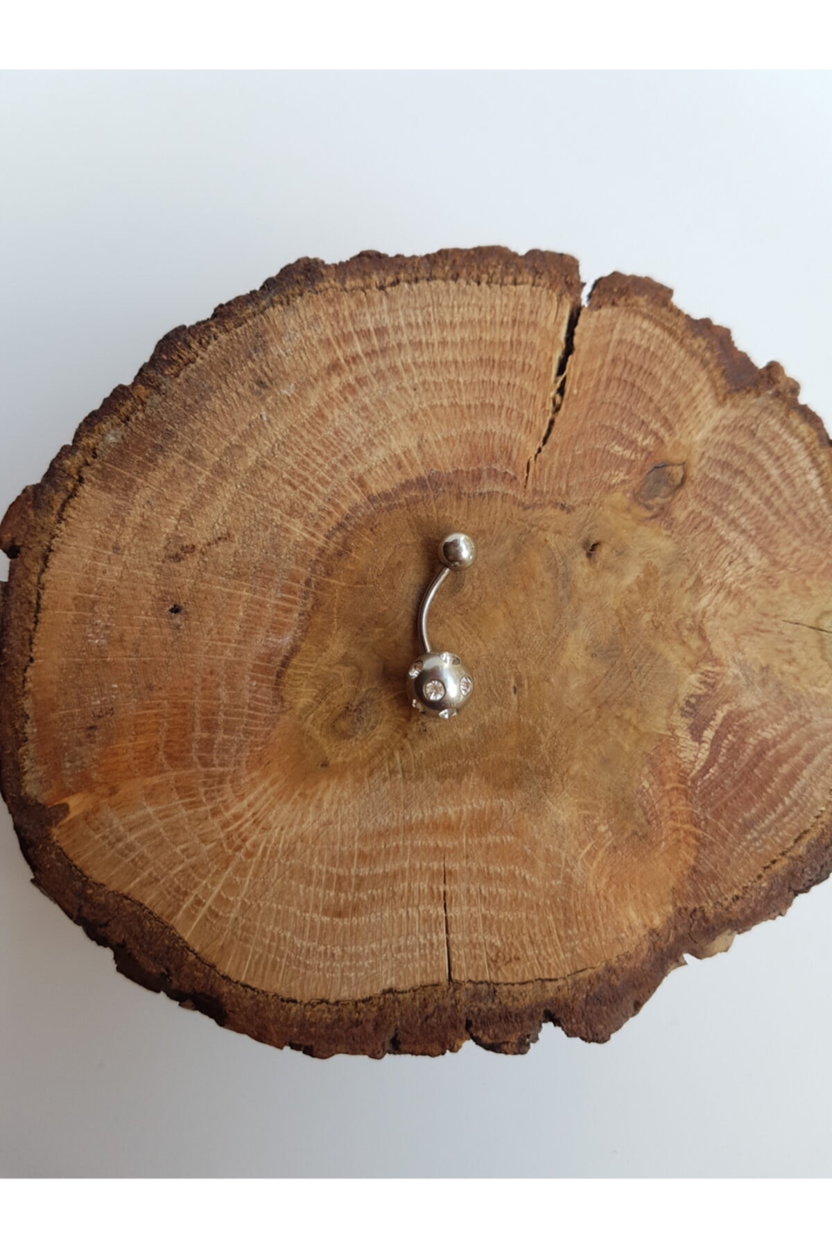 Karınca Piercing Kadın Gümüş Rengi Puantiye Taşlı Göbek Piercing