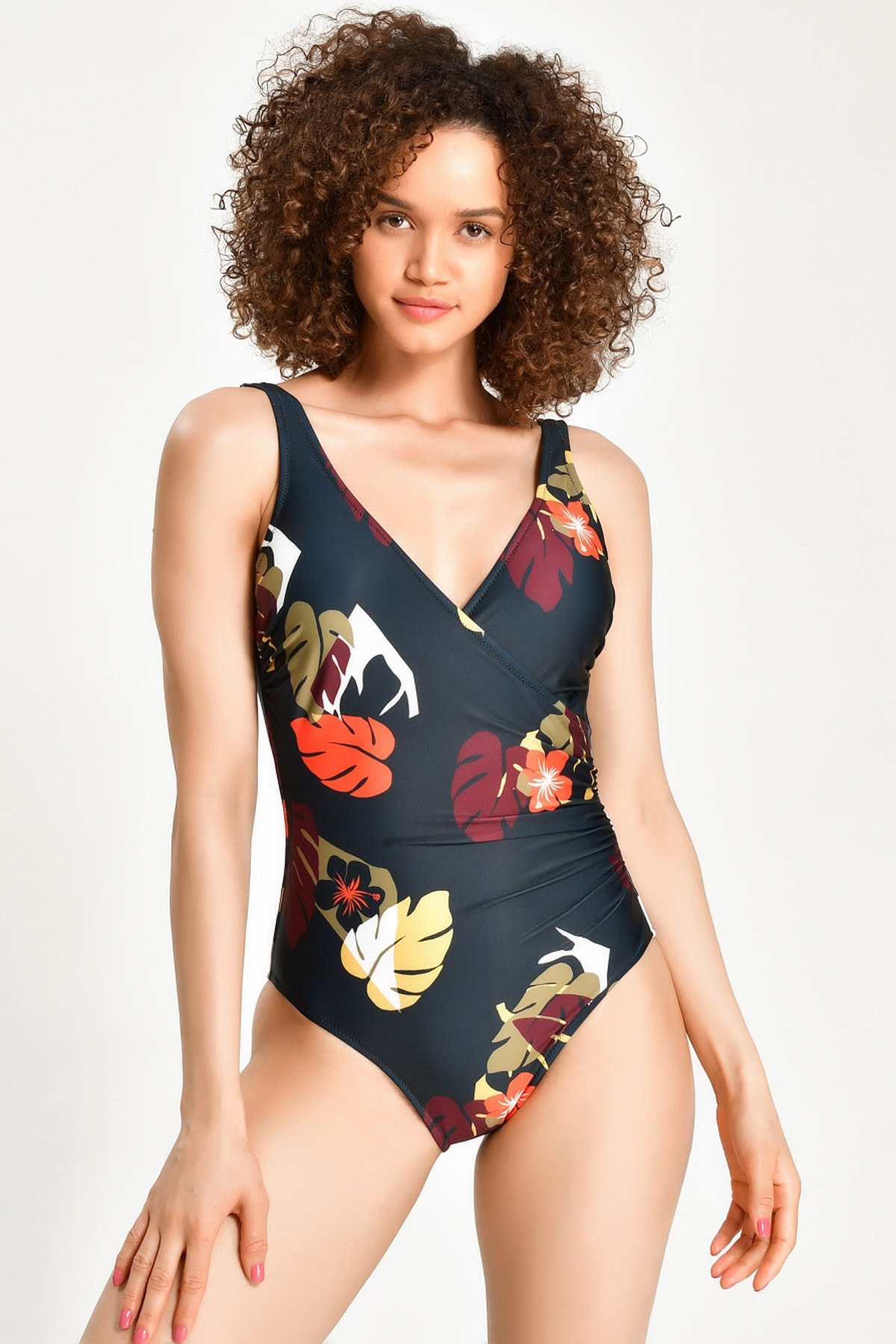 Marks & Spencer Kadın Siyah Yaprak Desenli Mayo T52008912H