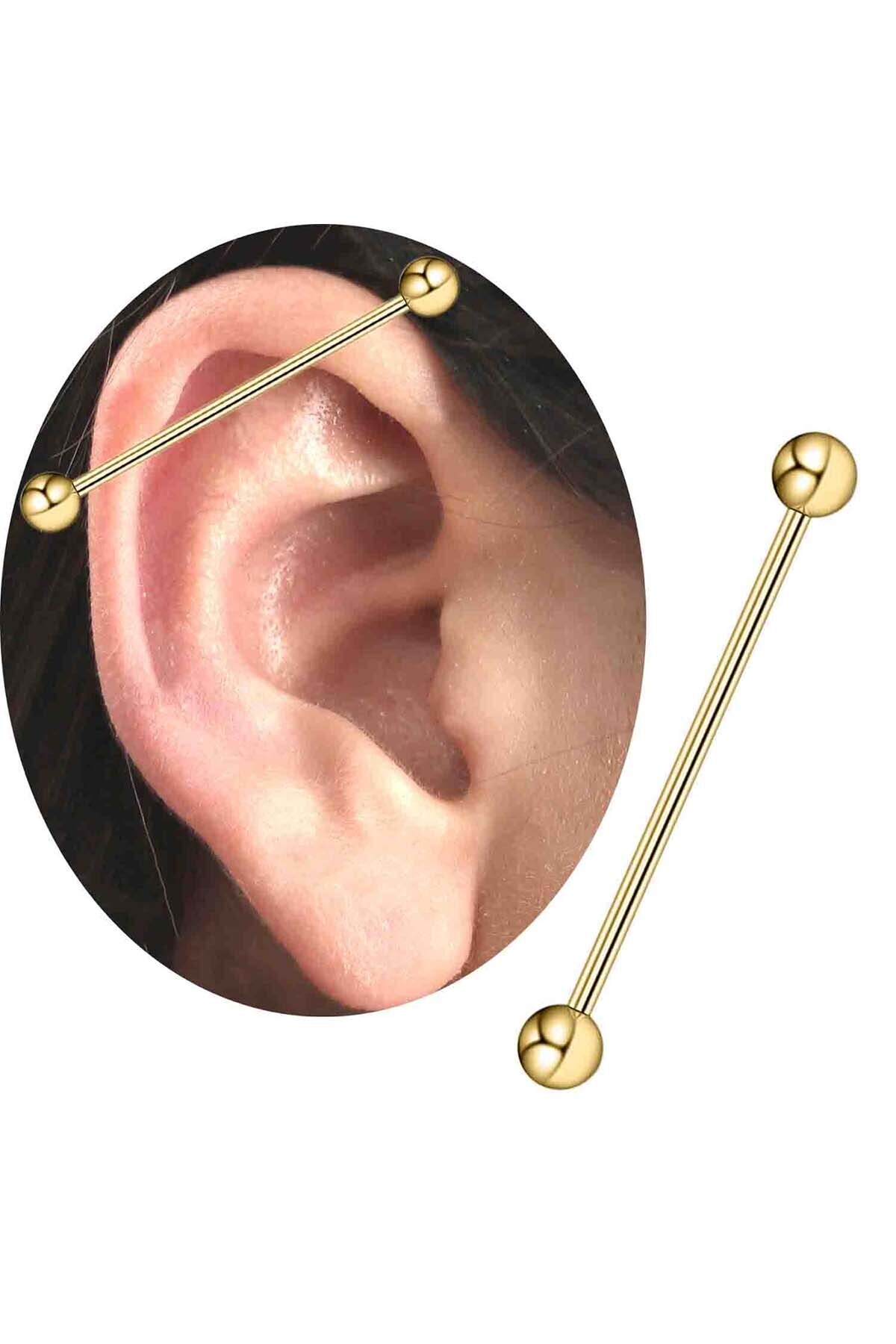 Cadının Dükkanı Toplu Gold Rengi Industrial-Kıkırdak-Köprü Piercing