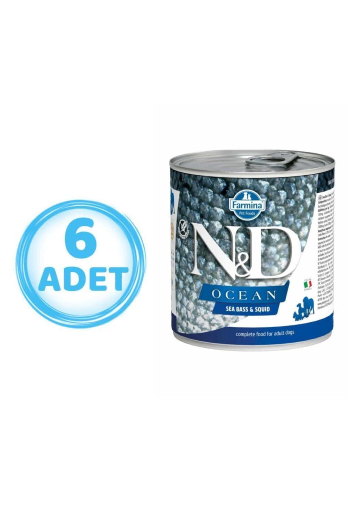 N&D Ocean Levrek Mürekkep Balığı Yetişkin Köpek Konservesi 285 Gr ( 6 Adet )